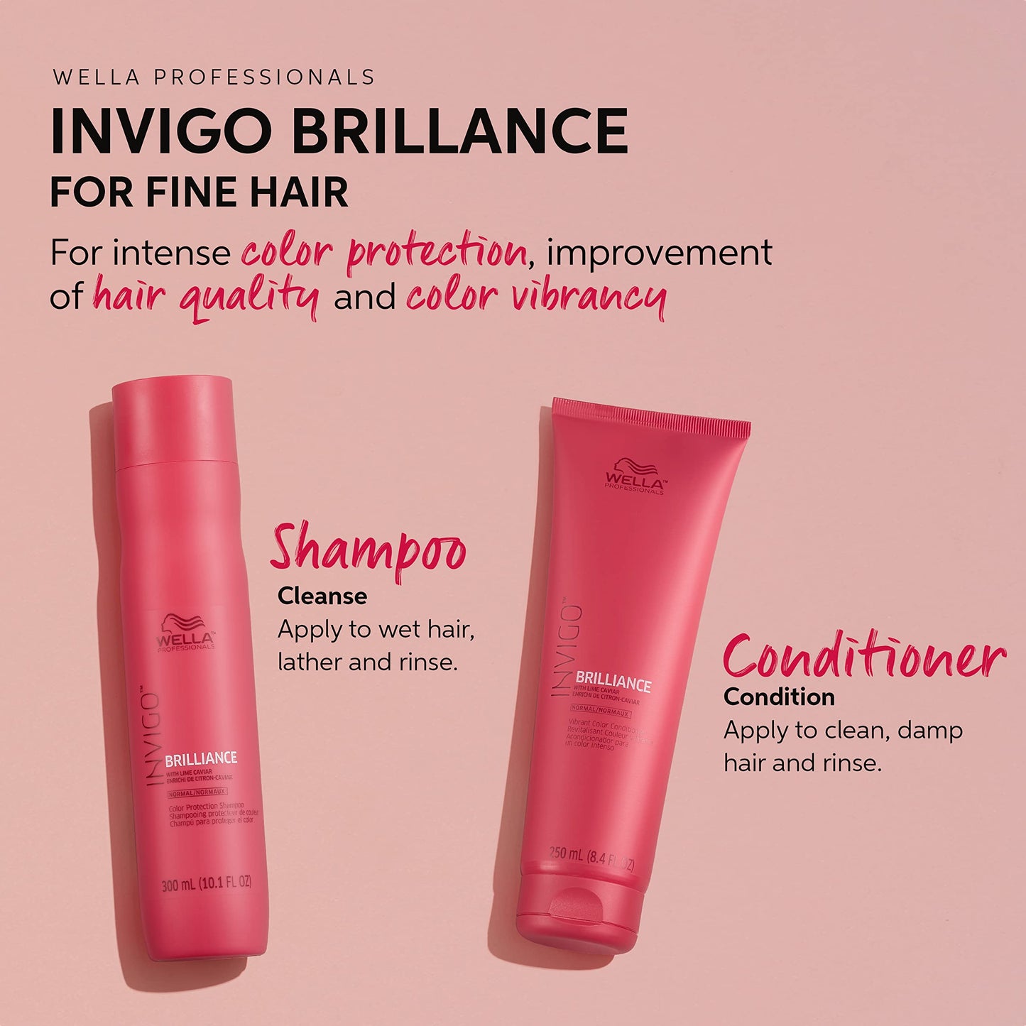 Tan WELLA Color Charm Invigo Brilliance Color Protection Shampoo & Conditioner, For Fine Hair + Demi Permanent Hair Color, 8N Light Neutral Blonde