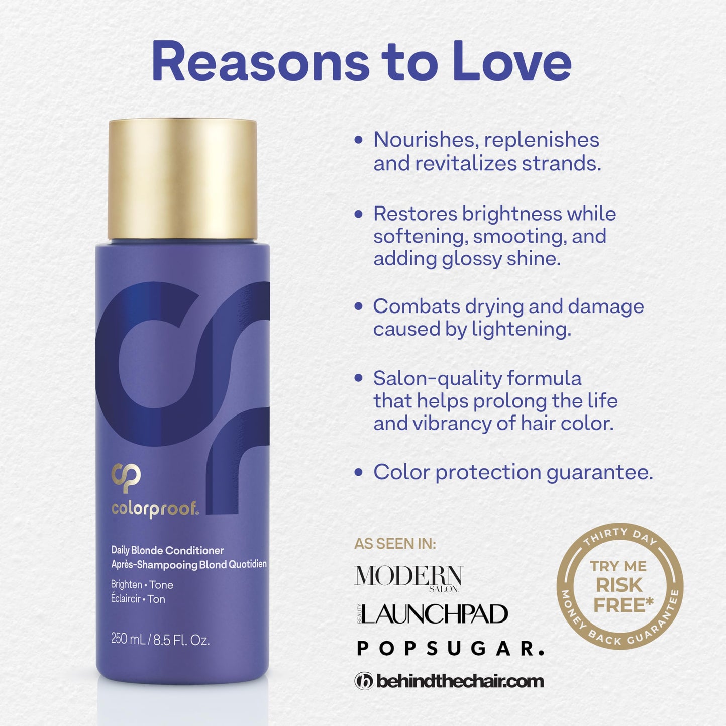 White Smoke Colorproof Daily Blonde Conditioner 8.5 Fl. Oz. Purple Conditioner for Blonde Hair with Citrus, Jasmine & Coconut Milk Scent, Sulfate Free Conditioner for Detangling and Toning