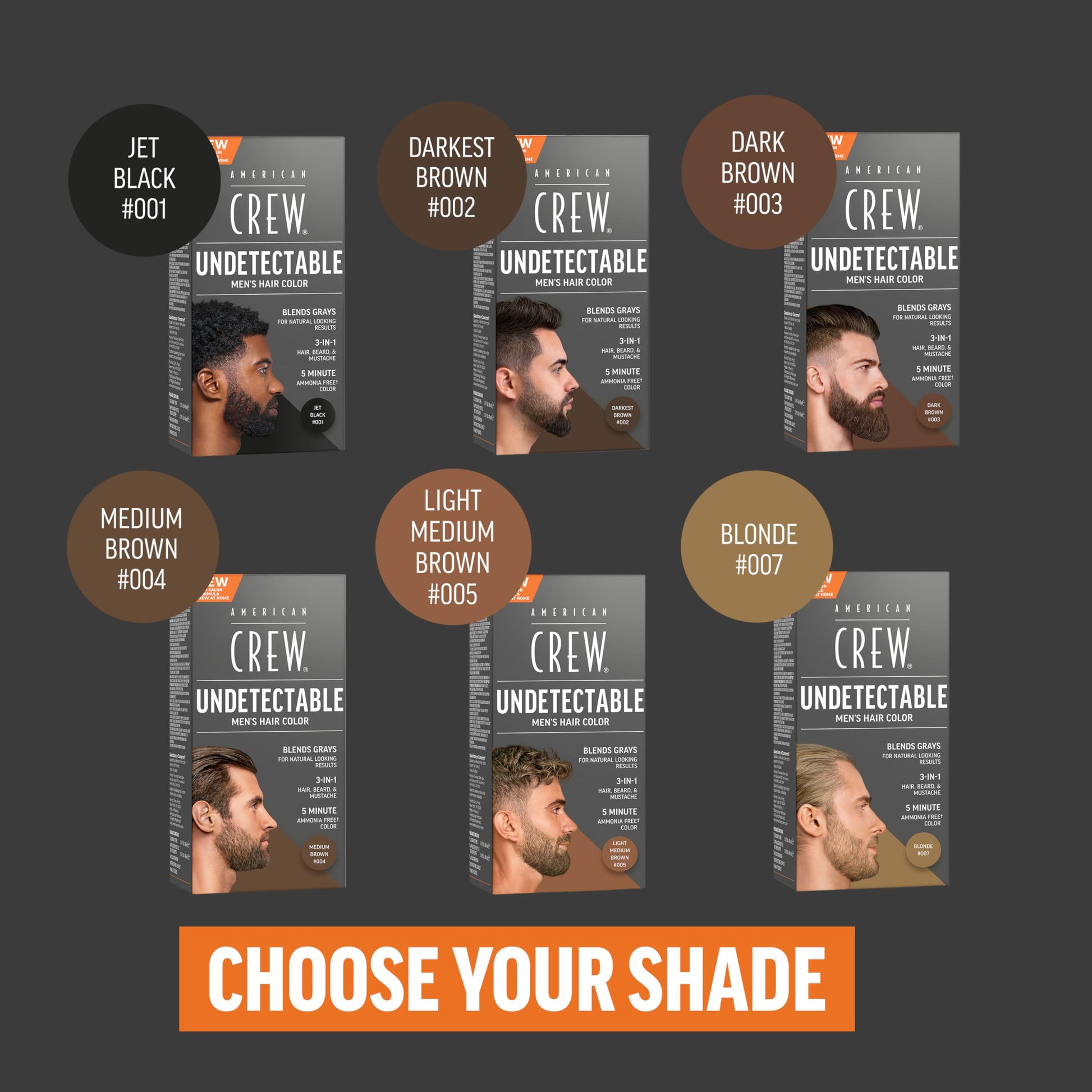 Dark Slate Gray American Crew Undetectable Men's Hair Color |Light Medium Brown Demi-Permanent Hair Dye | Natural-Looking Gray Coverage for Men, 005 Light Medium Brown, 1 pack