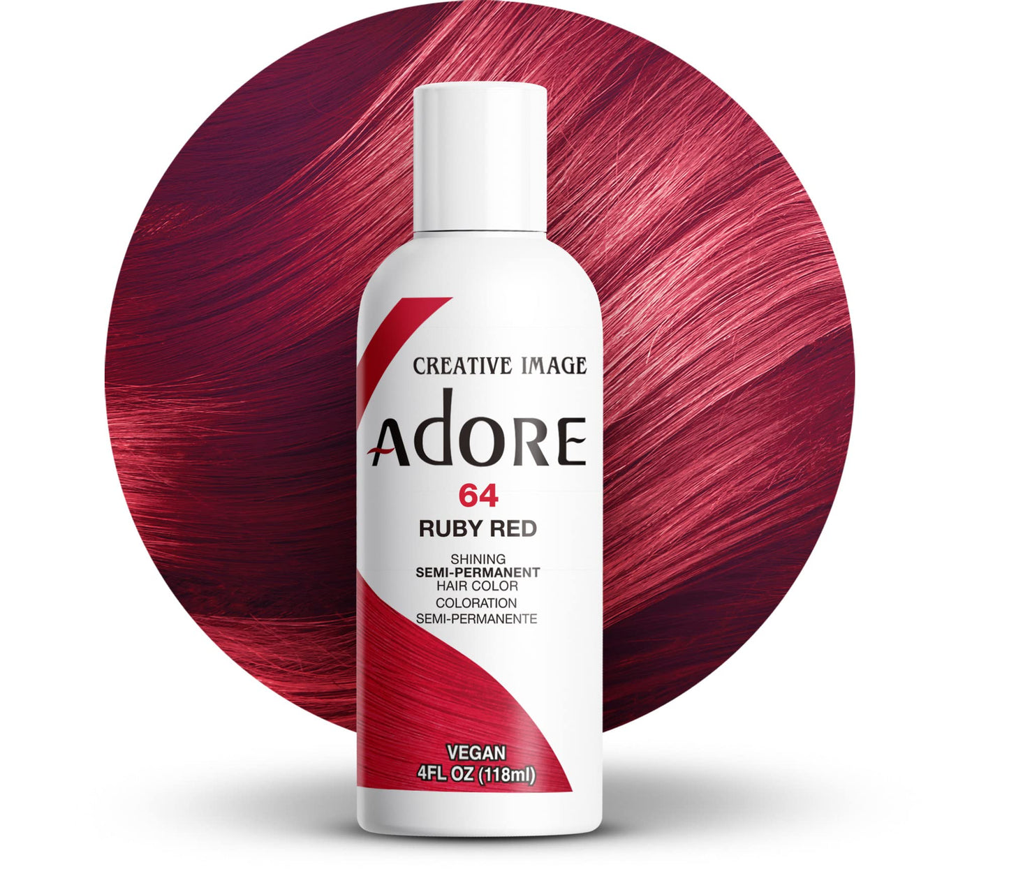 Adore Semi Permanent Hair Color 064 Ruby Red, 4 Fl Oz (Pack of 3)