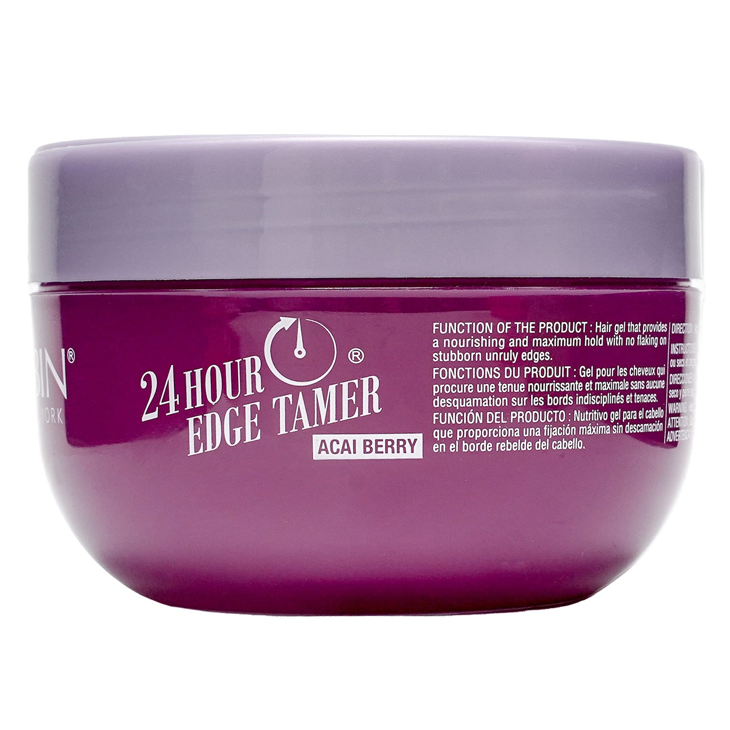 Gel coiffant Edge Tamer Refresh à l'huile d'argan 24 heures (8,25 oz/250 ml, baie d'açaï) | Tenue extrêmement ferme, lisse et dompte les frisottis | Sans desquamation ni dessèchement | Haute brillance, longue tenue, tous types de cheveux, gel coiffant.