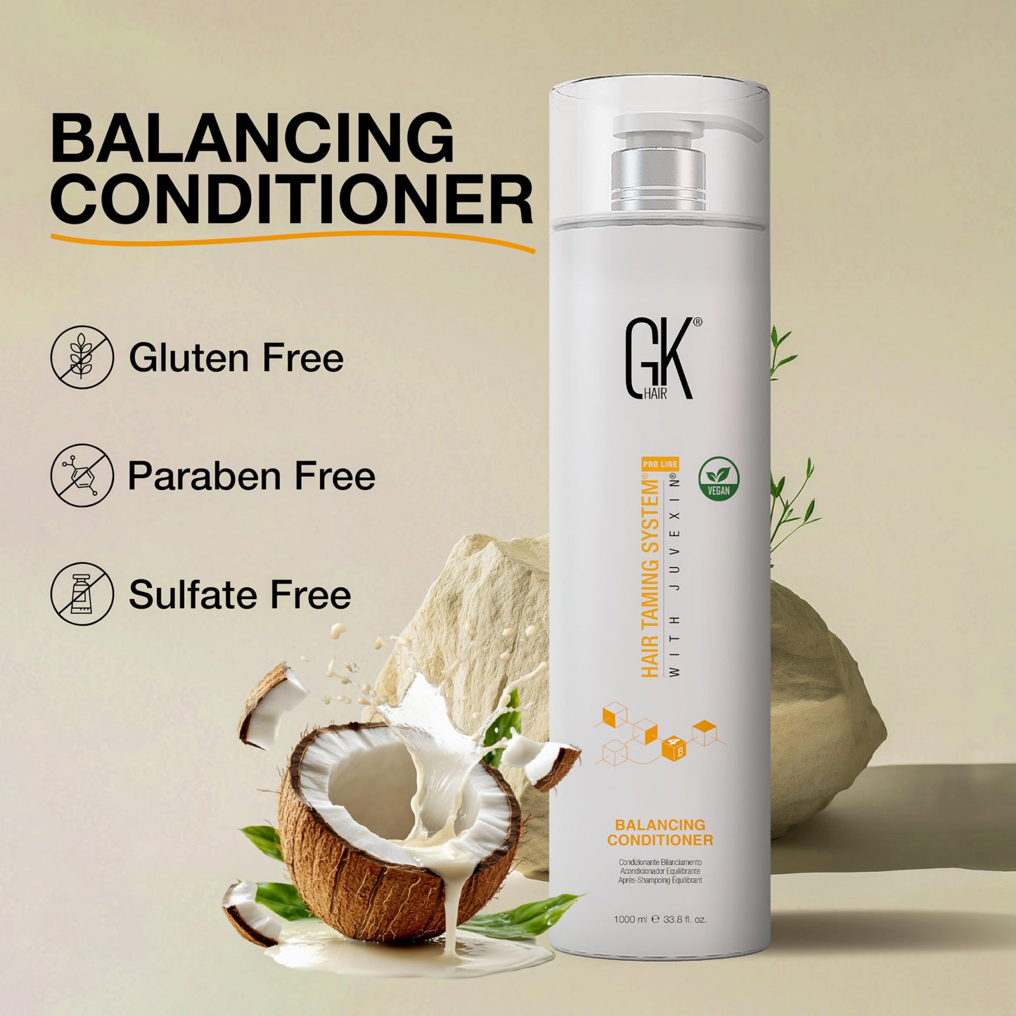 GK HAIR Global Keratin Balancing Conditioner (33.8 Fl Oz/1000ml) For Oily & Color Treated Hair Daily Use After Shampoo Conditioning Deep Cleanser & Impurities Remover Restores pH Levels