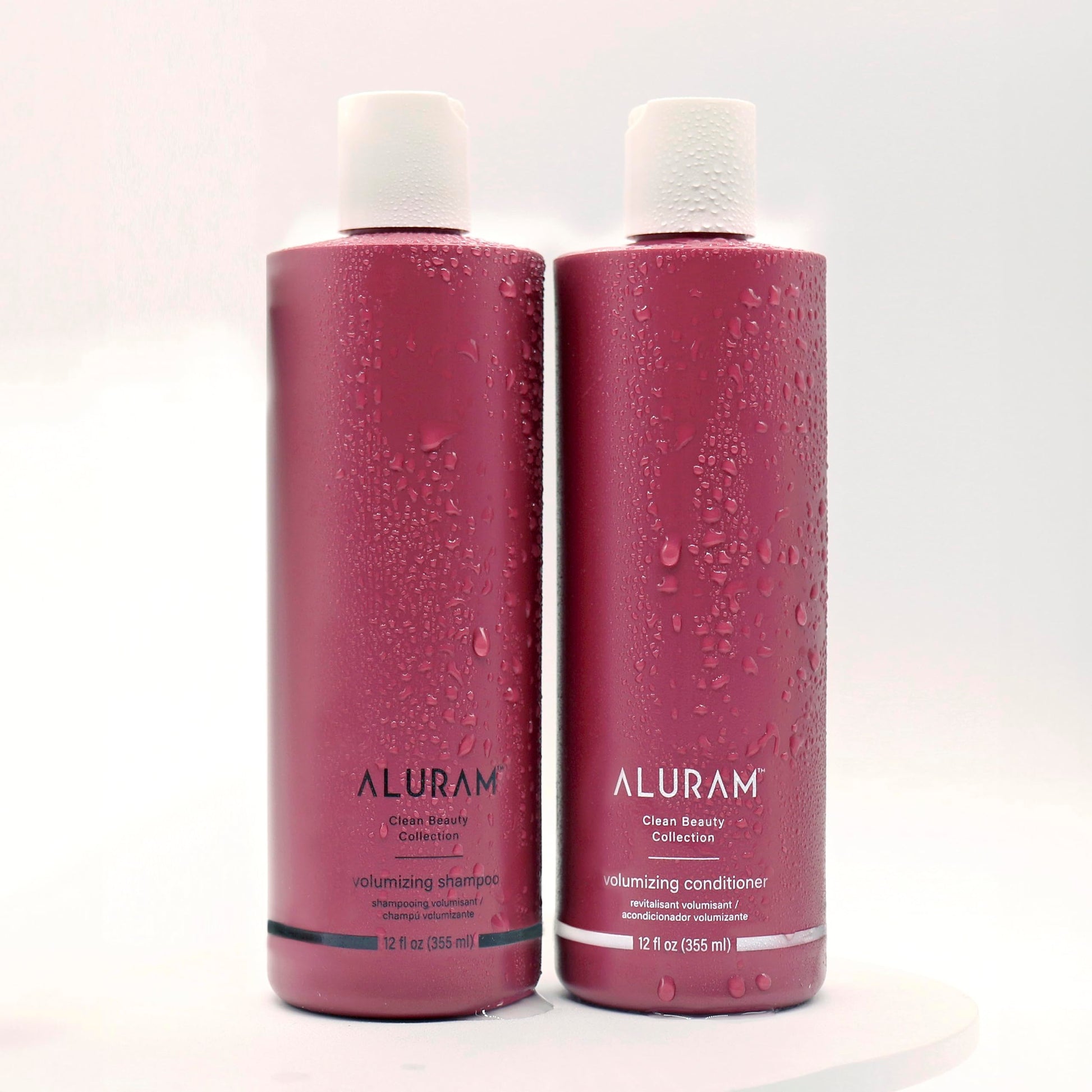 Maroon ALURAM Volumizing Shampoo & Conditioner, Non-Drying Gentle Cleanser Adds Body & Fullness for All Hair Types, 12 Fl Oz