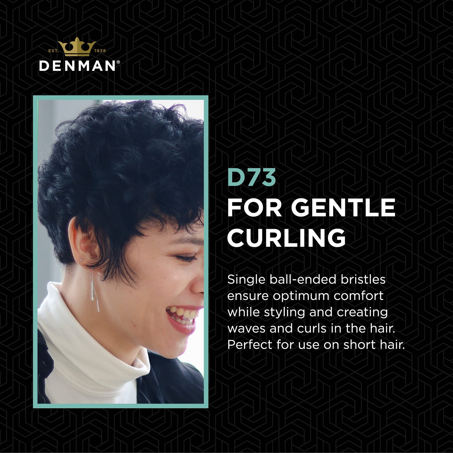 Denman Curling Vented Barrel Round Hair Brush with Nylon Bristles for Fast Drying, Volume and Creating Movement in the Hair, Black, D73