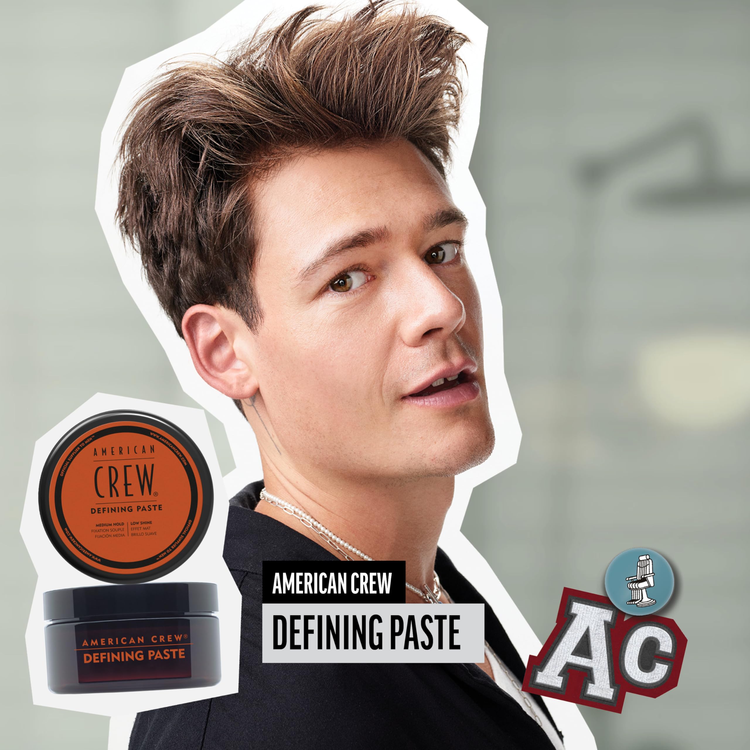 American Crew Men's Hair Defining Paste, Like Hair Gel with Medium Hold Hair Gel & Low Shine, 3 oz