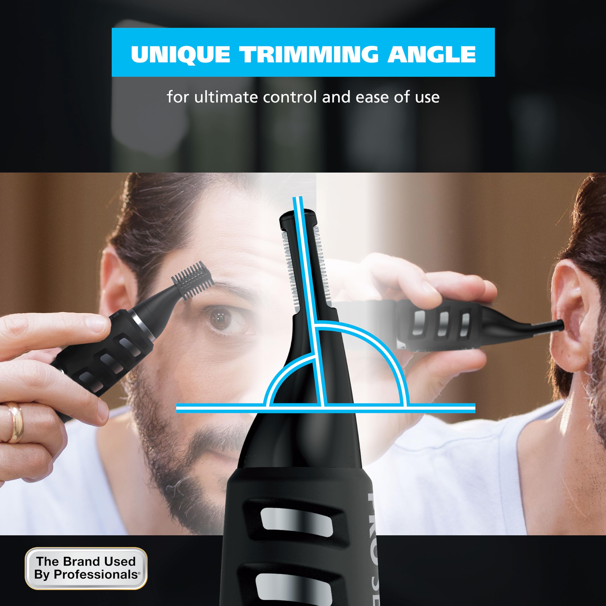 Wahl DualTech® Pro Series® 2 in 1 Lithium Battery Dual Sided Eyebrow Trimmer and Nose Hair Trimmer for Men – Model 3025698