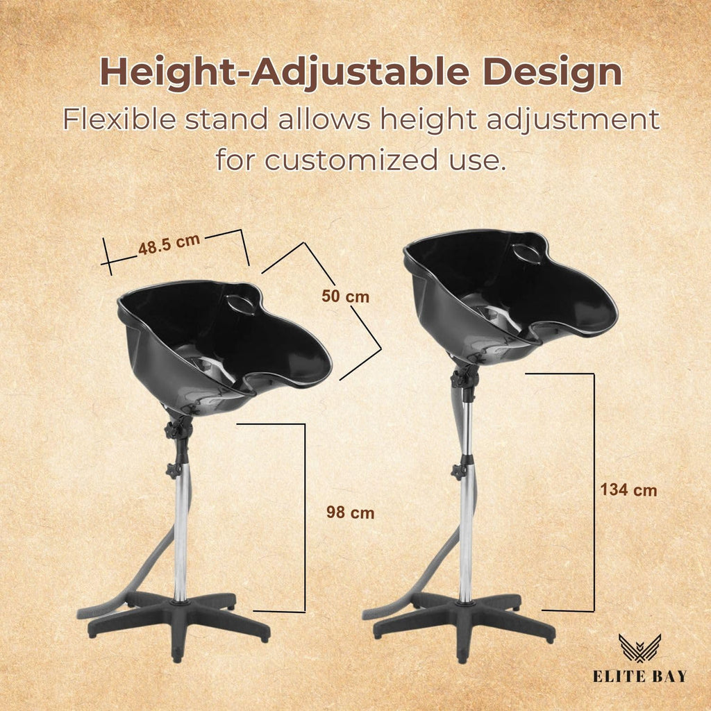 ELITE BAY Hairwashing Sink – Engineerd for Comfort,Salon,barber and beauty studios .Built with durability,ergonomics and modren aesthetics in mind. Adjustable (92–130cm) heavy duty stand and basin.