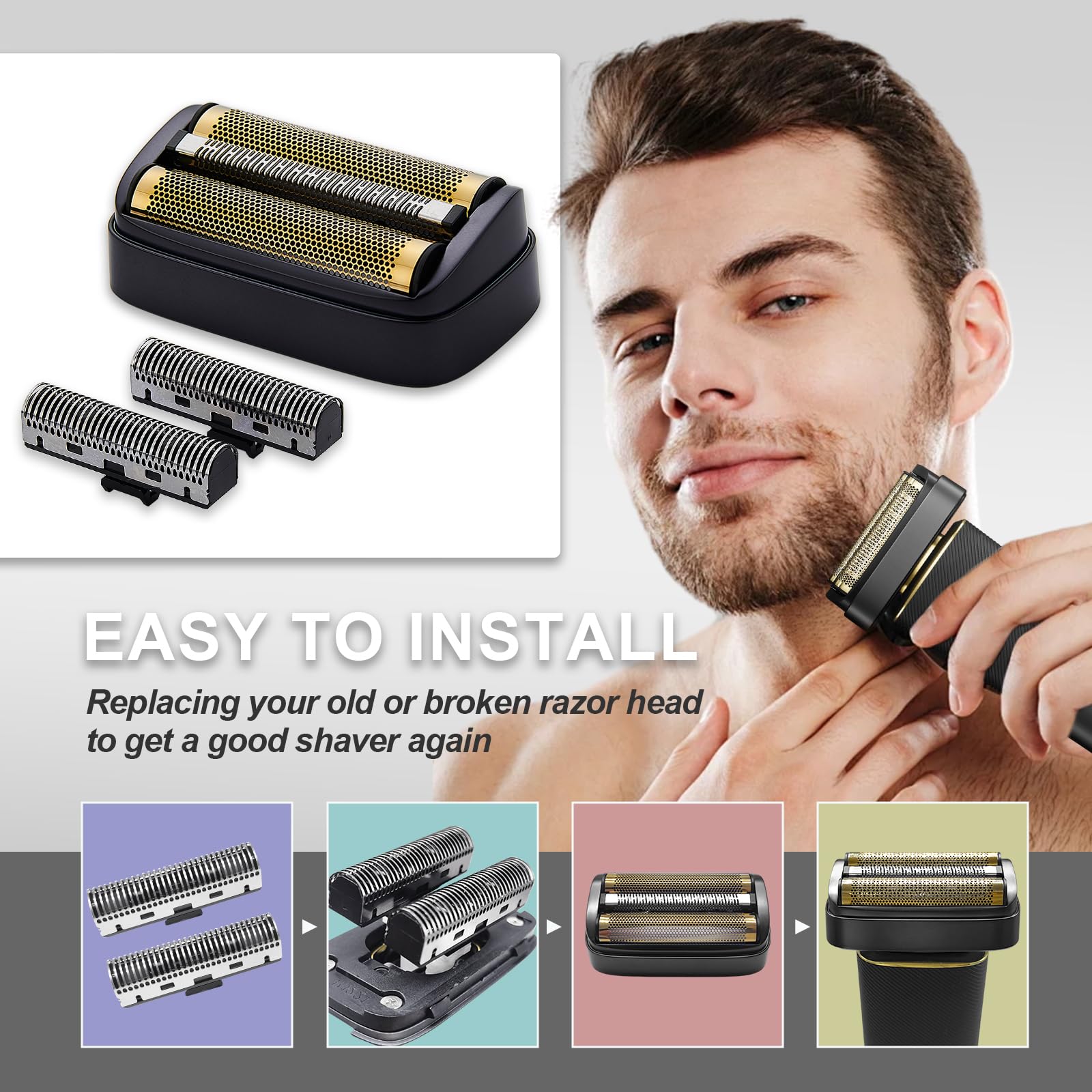 Replacement Foil & Inner Cutters Compatible with Andis 17300 reSURGE Electric Shaver, Black (2 Pack)
