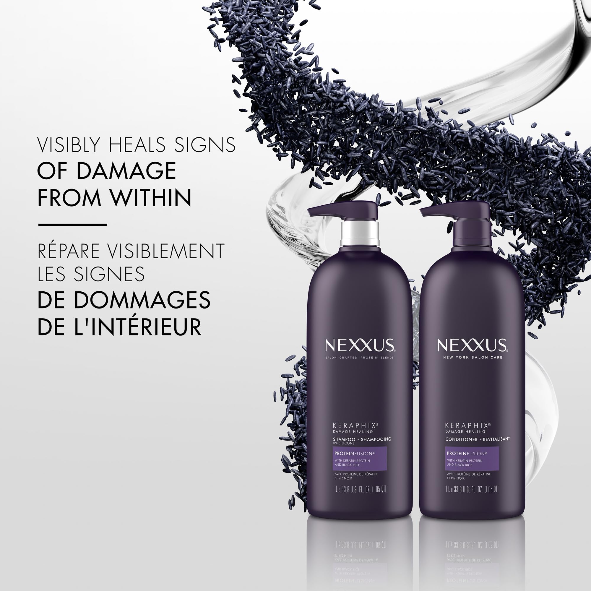 Nexxus KERAPHIX Shampoo for Damage Repair for Damaged Hair Powered by KRT Keratin Resistance Therapy with Liquid Crystal Amino Acids 33.8 Fl oz