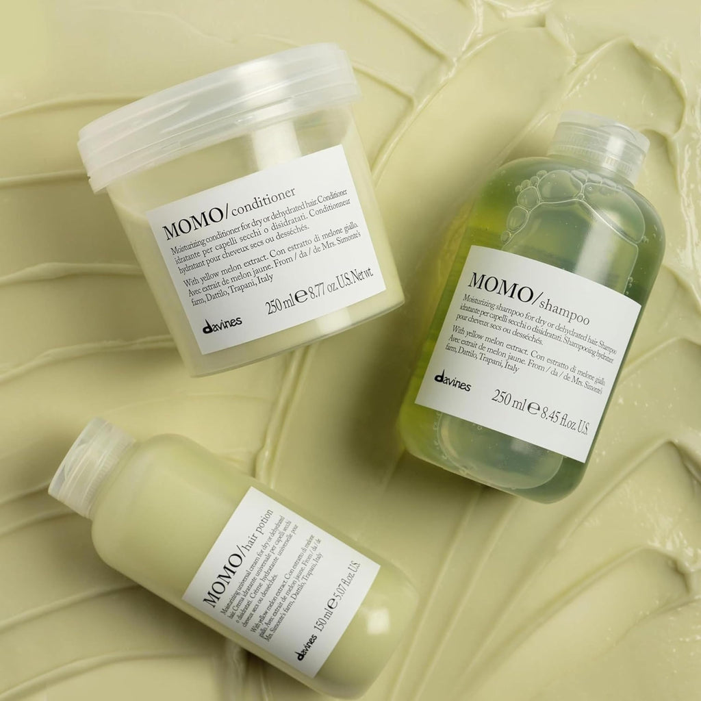 Davines MOMO Shampoo, Nourishing Gentle Cleansing Action for Dry and Dehydrated Hair - Promoting Lasting Hydration, Softness, and Shine with Melon Extract, Travel Size, 2.54 Fl Oz