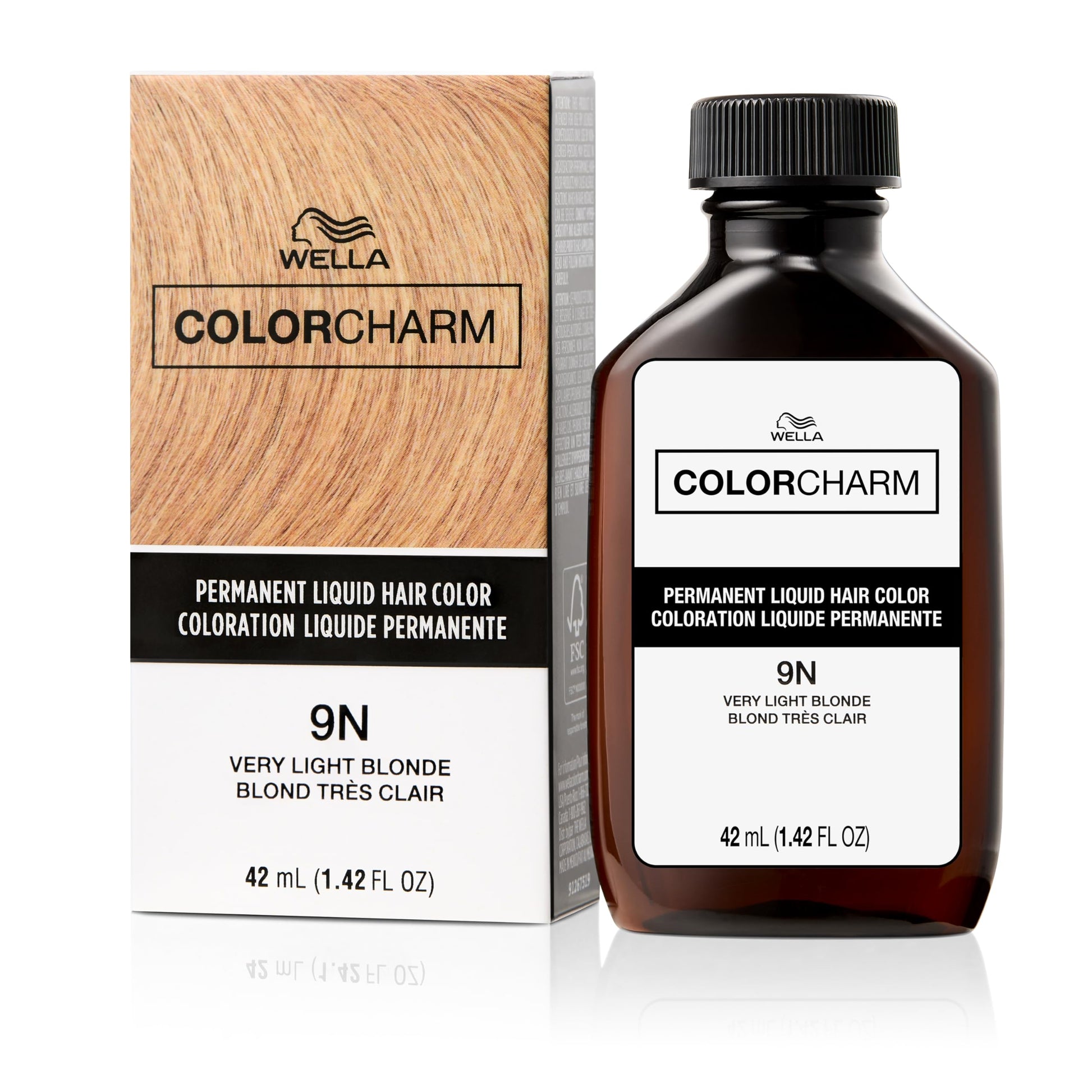 White Smoke COLORCHARM Permanent Liquid Hair Color | 9N Very Light Blonde | Up to 100% Gray Coverage | 1.42 Fl Oz