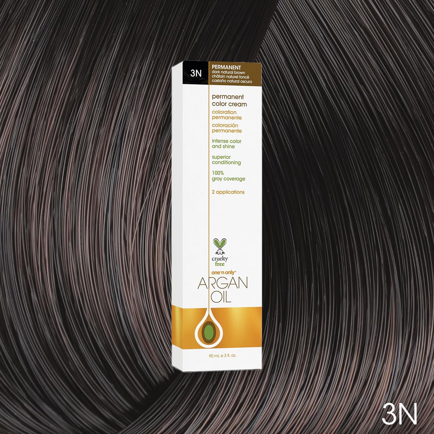 Dark Slate Gray One N' Only Demi Permanent Hair Color - Permanent Hair Dye Made with Argan Oil - Delivers Rich, Accurate Tones with Gray Coverage - Improves Moisture & Elasticity - 3N Dark Natural Brown (3 oz)