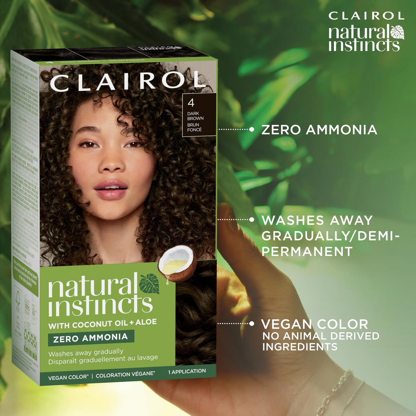 Black Clairol Natural Instincts Demi-Permanent Hair Dye, 5 Medium Brown Hair Color, Pack of 3
