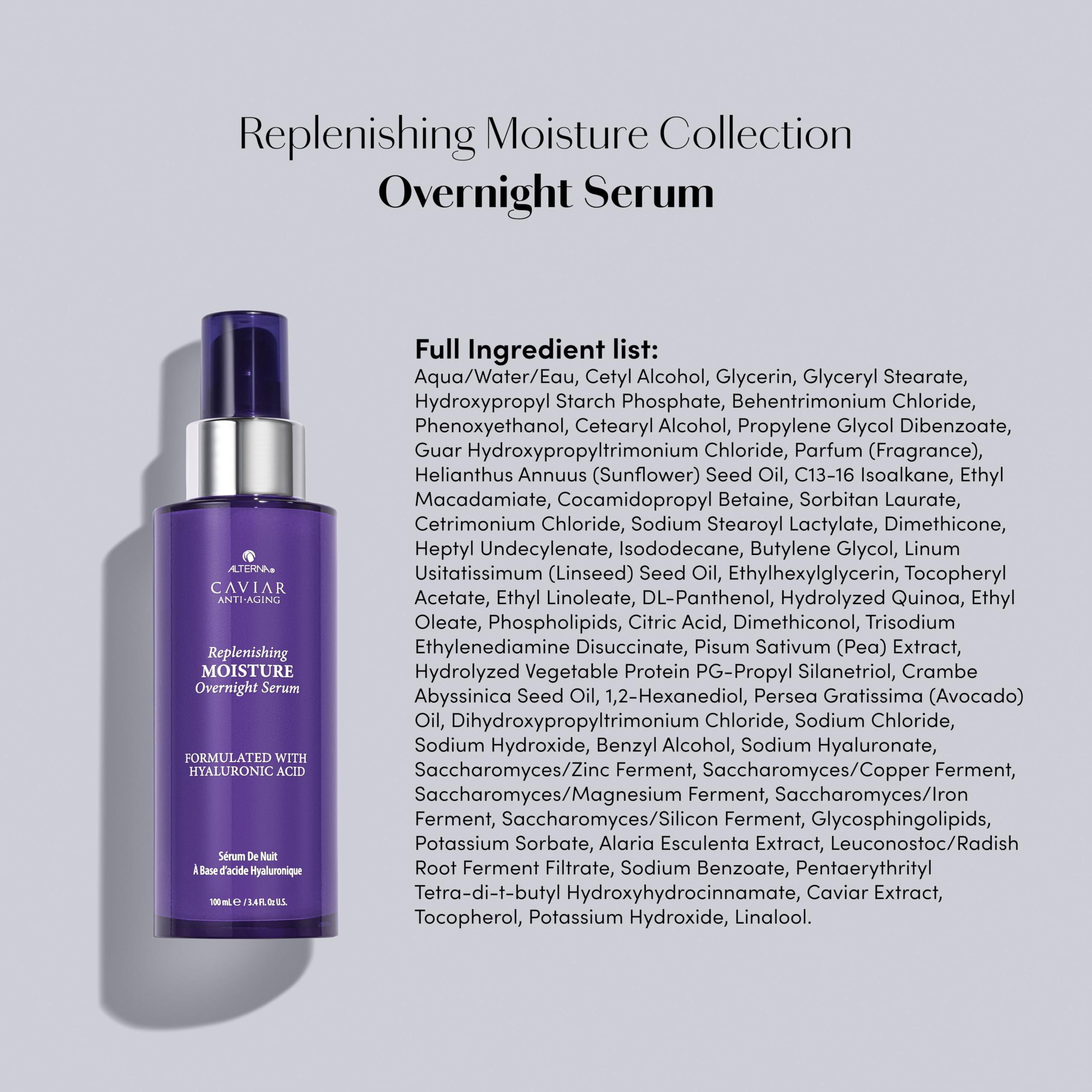 Alterna Caviar Anti-Aging Replenishing Moisture Overnight Serum 3.4oz | Leave In Hair Treatments for Dry, Damaged Hair |Nourishes, Restores with Humidity & Heat Protection