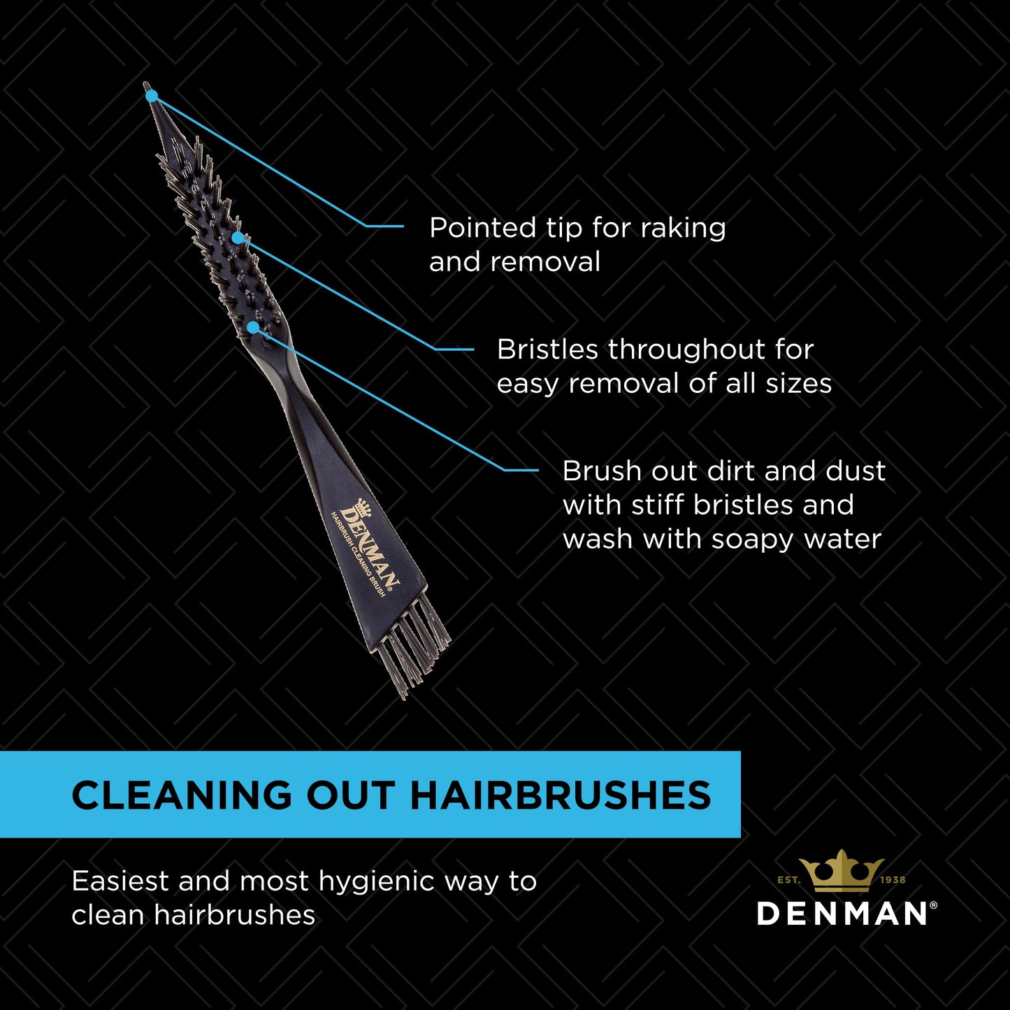 Denman Hairbrush Cleaning Brush for Effective Hairbrush Cleaning, DBC1