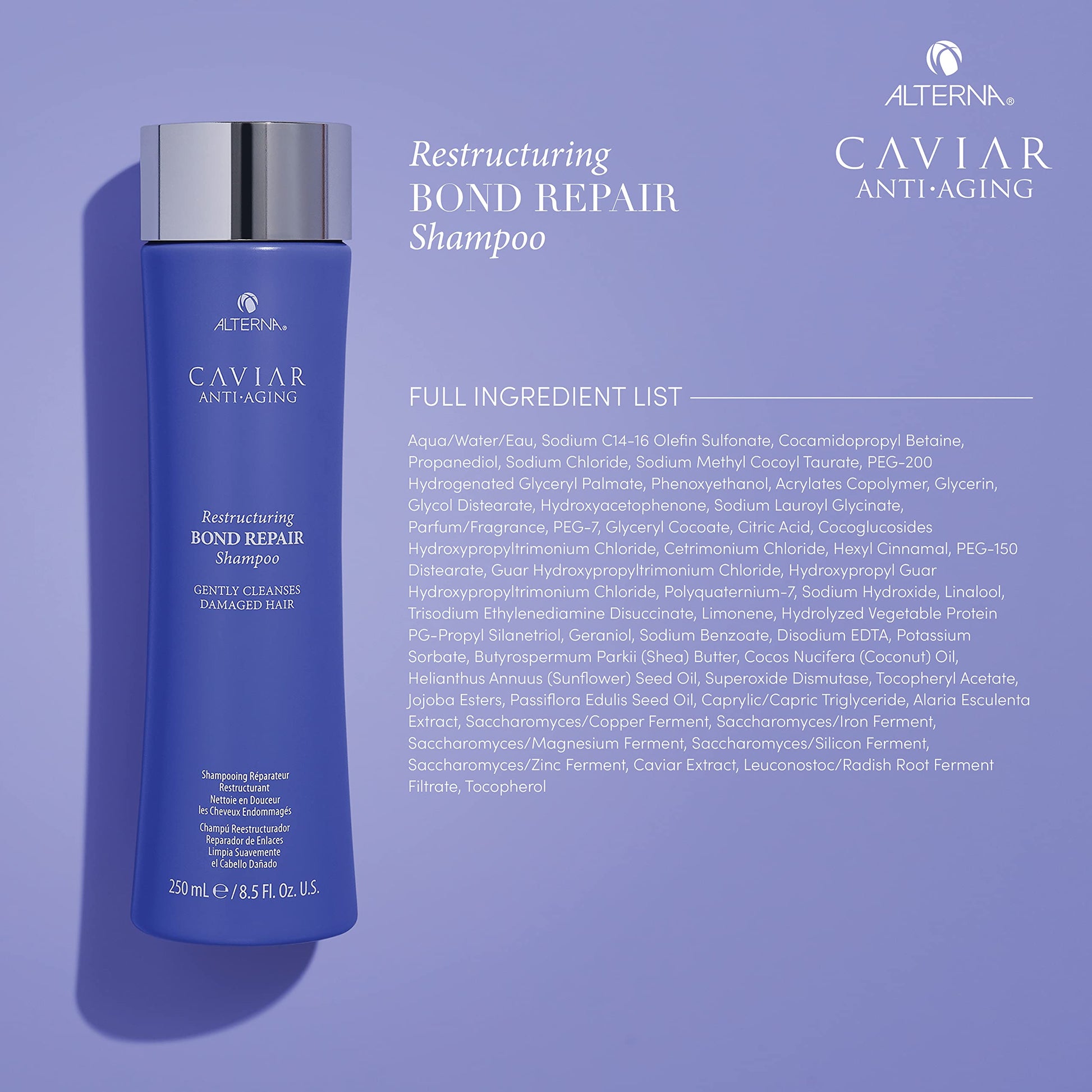 Dark Gray Alterna Caviar Anti-Aging Restructuring Bond Repair Shampoo, 16.5 Fl Oz (Pack of 1)