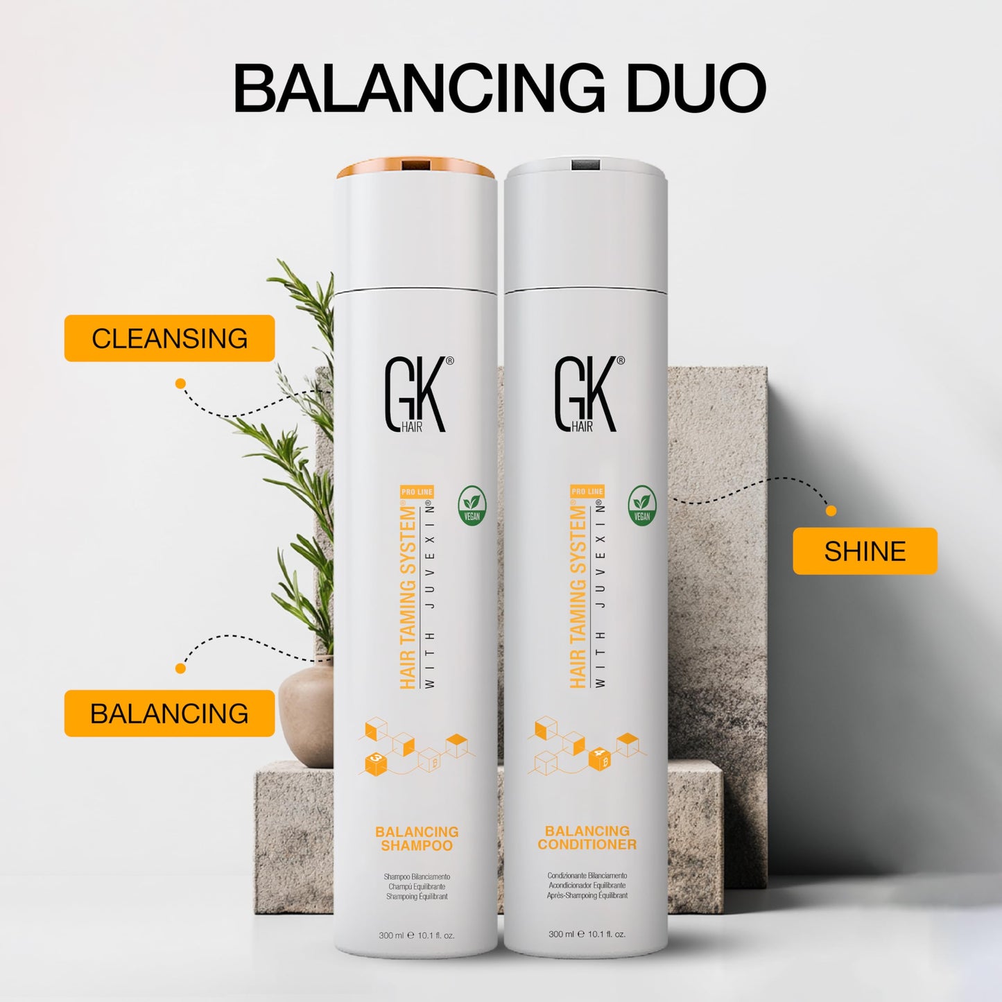 Balancing Shampoo and Conditioner Set for Dry Damage By GK HAIR For Oily Flaky Itchy Scalp Removes Impurities Deep Cleansing Natural Moisture Keratin Treatment Sulfate Parabem Free 10.1 Ounce