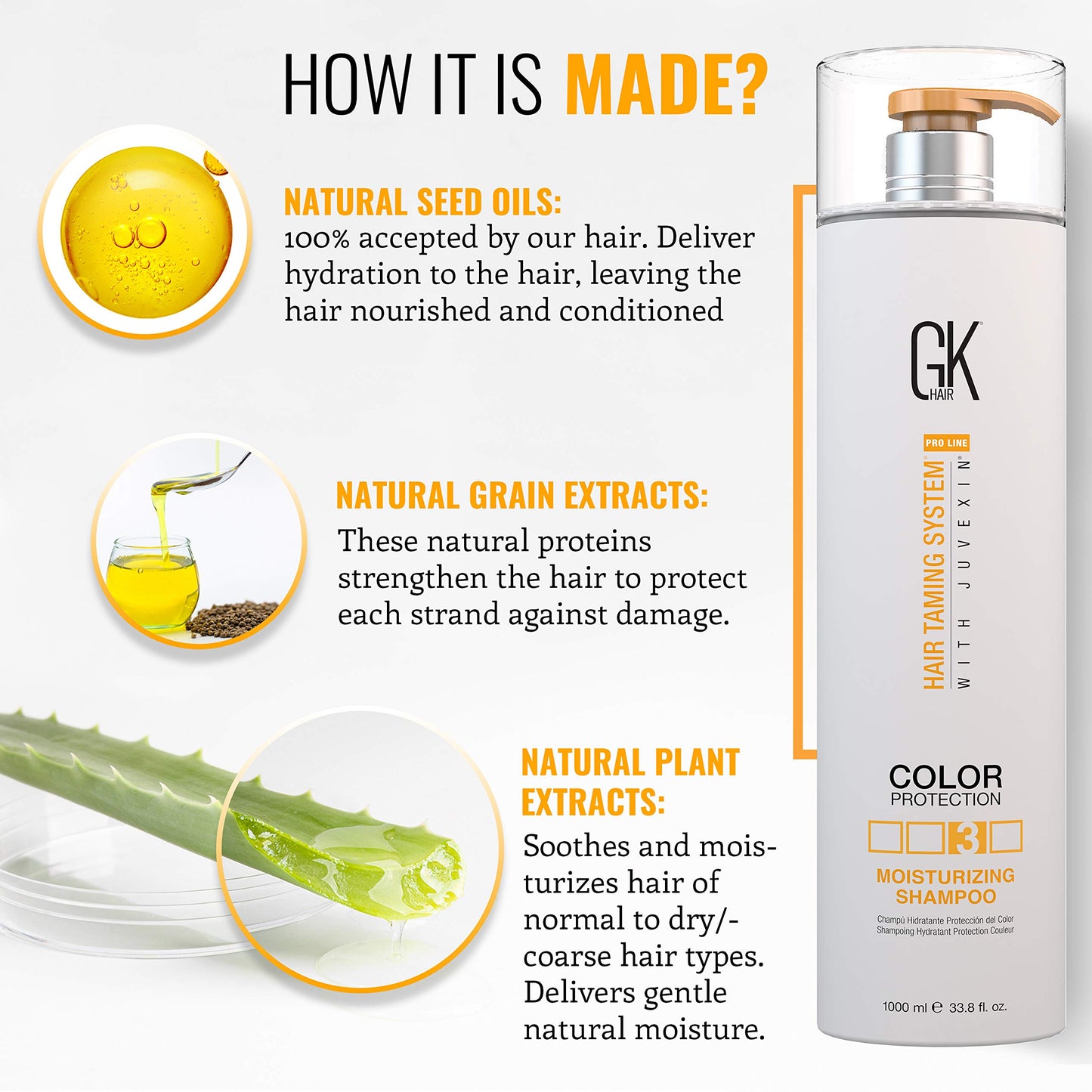 GK HAIR Sulfate-Free Moisturizing Shampoo for Women Deep Conditioning Hair Mask with Keratin and Argan Oil Frizz Control Hydrate Treatment for Dry Color-Treated Damaged Hair – 33.8 Ounce