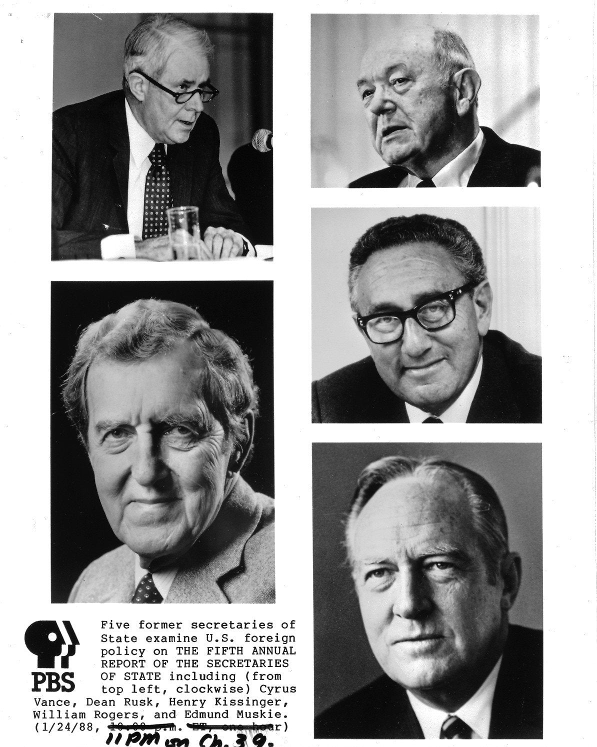 Dean Rusk Edward Muskie Cyrus Vance Henry Kissinger original 8x10 photo H4646