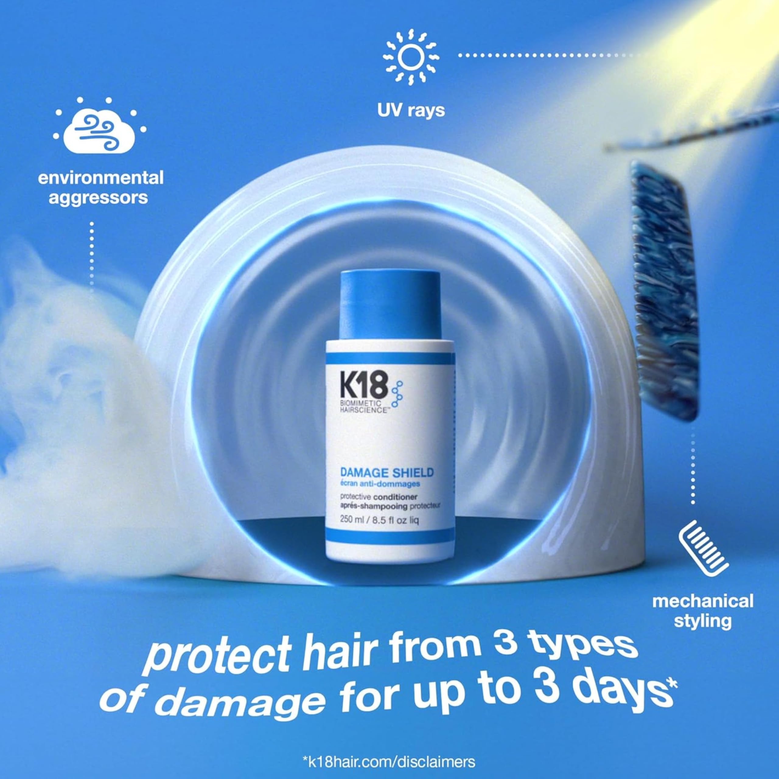 K18 Damage Shield Protective Conditioner, Protects Hair from Daily Damage, Improves Strength & Shine, 16 Fl Oz
