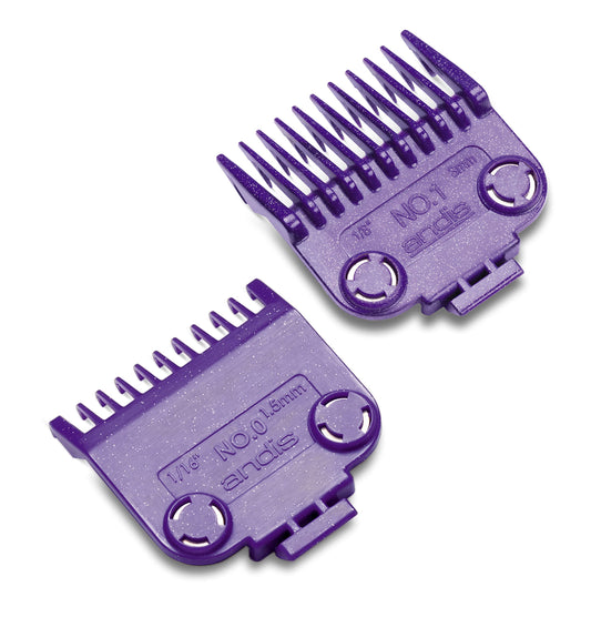 Andis 01900 Master Magnetic Comb Set – Made Up of Polymer Material, Includes Long-Lasting Magnet Infused with Nano Silver Technology – Fits Series MBA, MC-2, ML - 2 Pieces, Purple