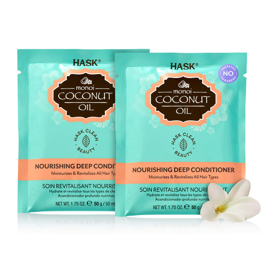 HASK MONOI COCONUT Deep Conditioner Treatments Nourishing for all hair types color safe free - Pack of