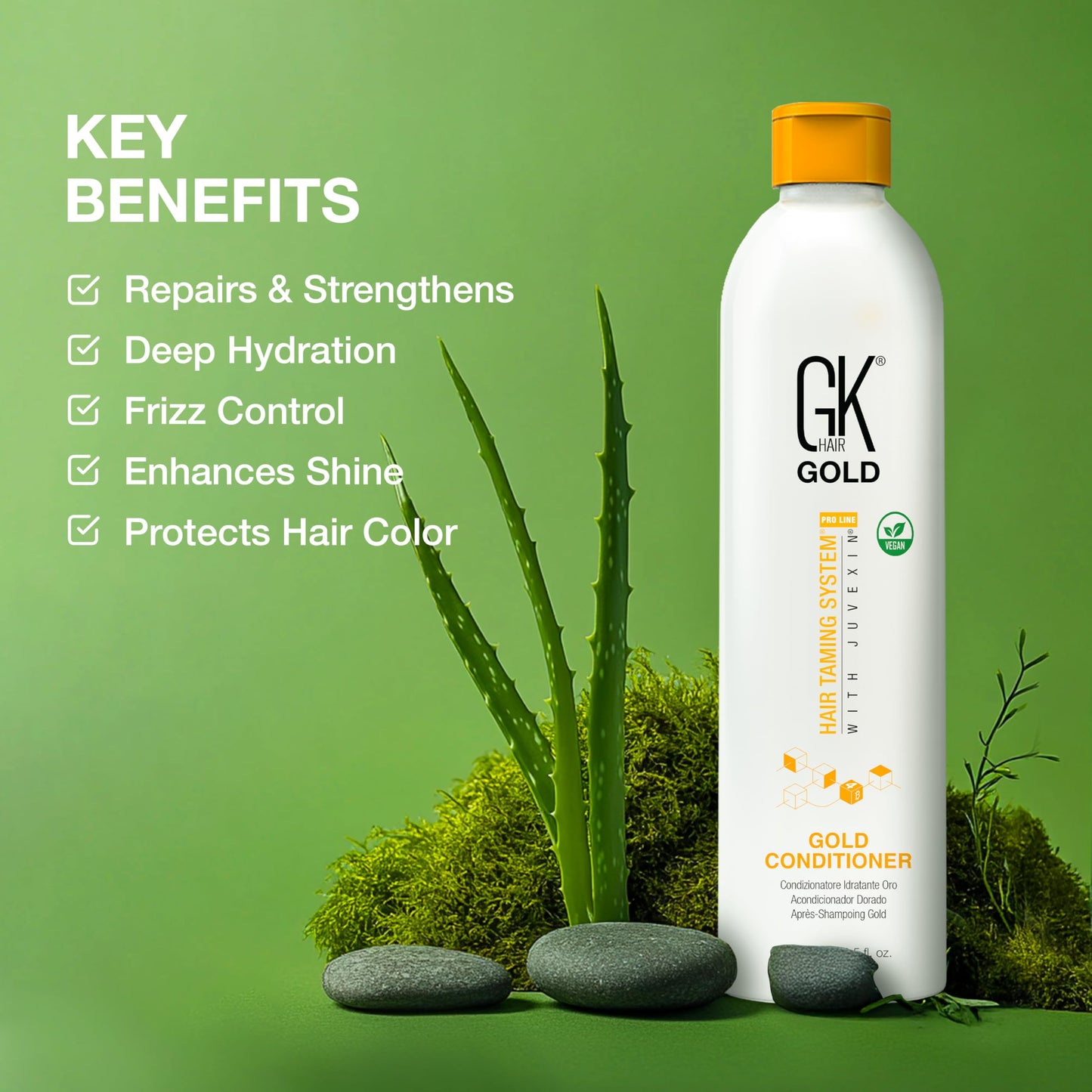 GK HAIR Global Keratin Gold Conditioner (8.5 Fl Oz/250ml) Hair Moisturizing Shine and Protection With Argan Oil, Shea Butter, Natural Oils All Hair Types