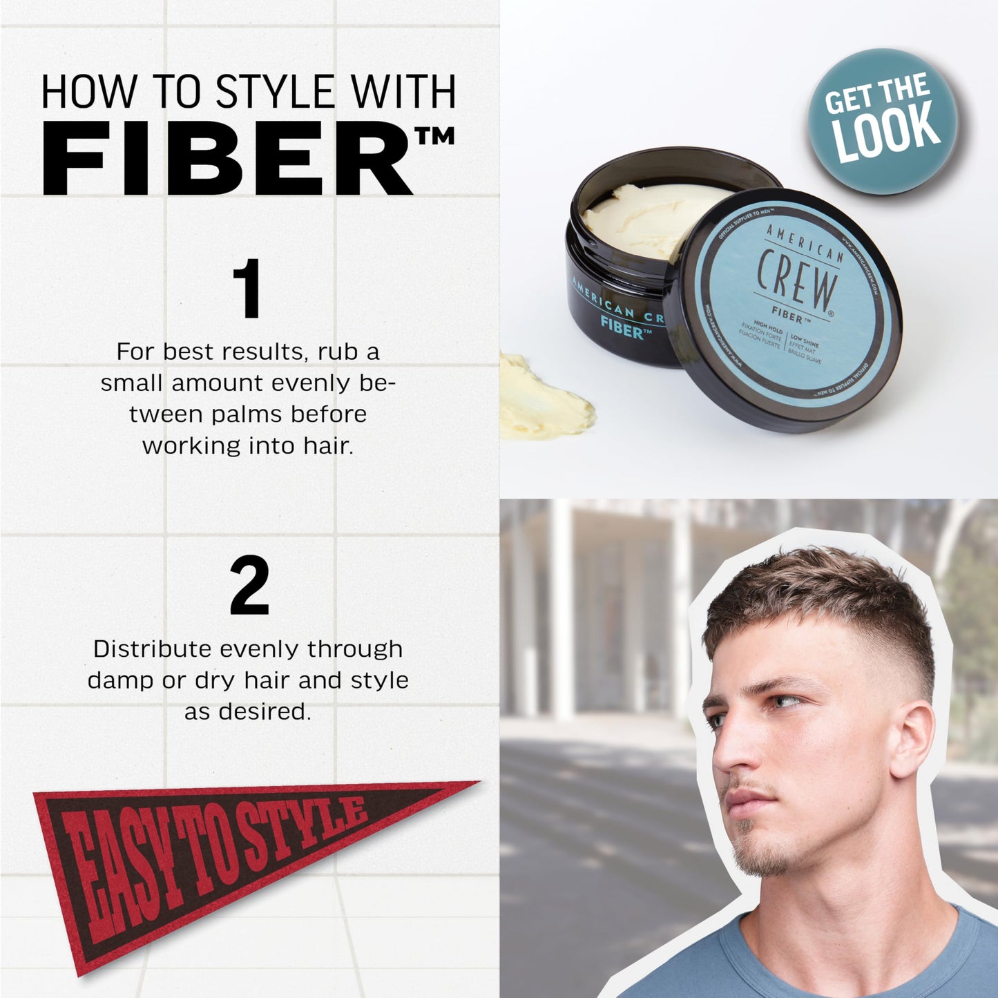 White Smoke American Crew Men's Hair Fiber (OLD VERSION), Like Hair Gel with High Hold with Low Shine, 3 Oz (Pack of 1)