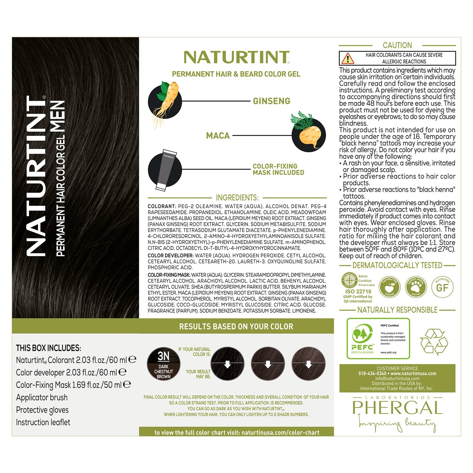 White Smoke Naturtint Mens Permanent Hair Color for Hair Beard and Mustache (3N Dark Chestnut Brown)