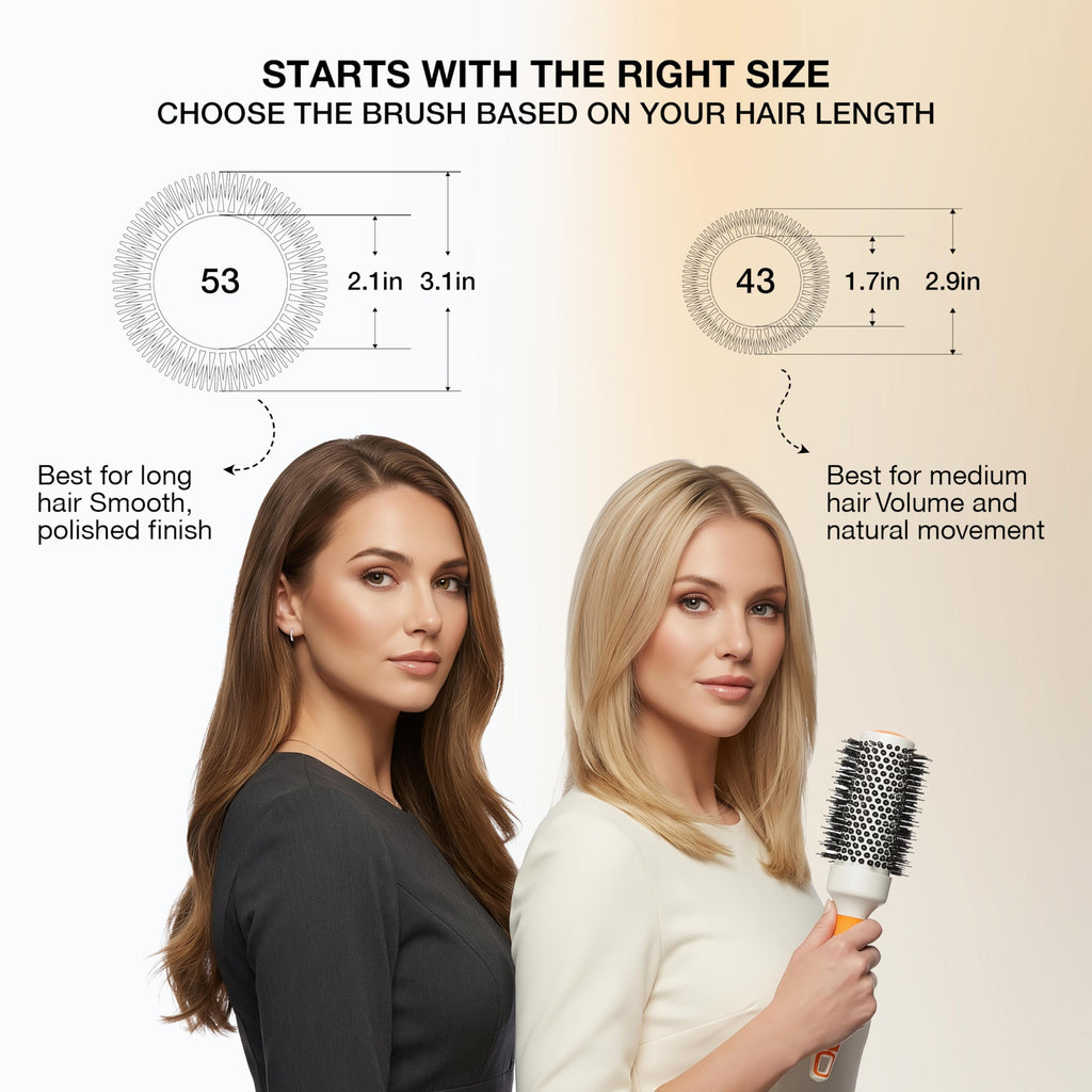 GK HAIR Global Keratin Professional Large Thermal Extra Round Brush 43mm Ceramic Coated Barrel Anti Static Frizz Control Blow Drying Styling Detangling for Long Short Curly Tangle Straight Hair Unisex