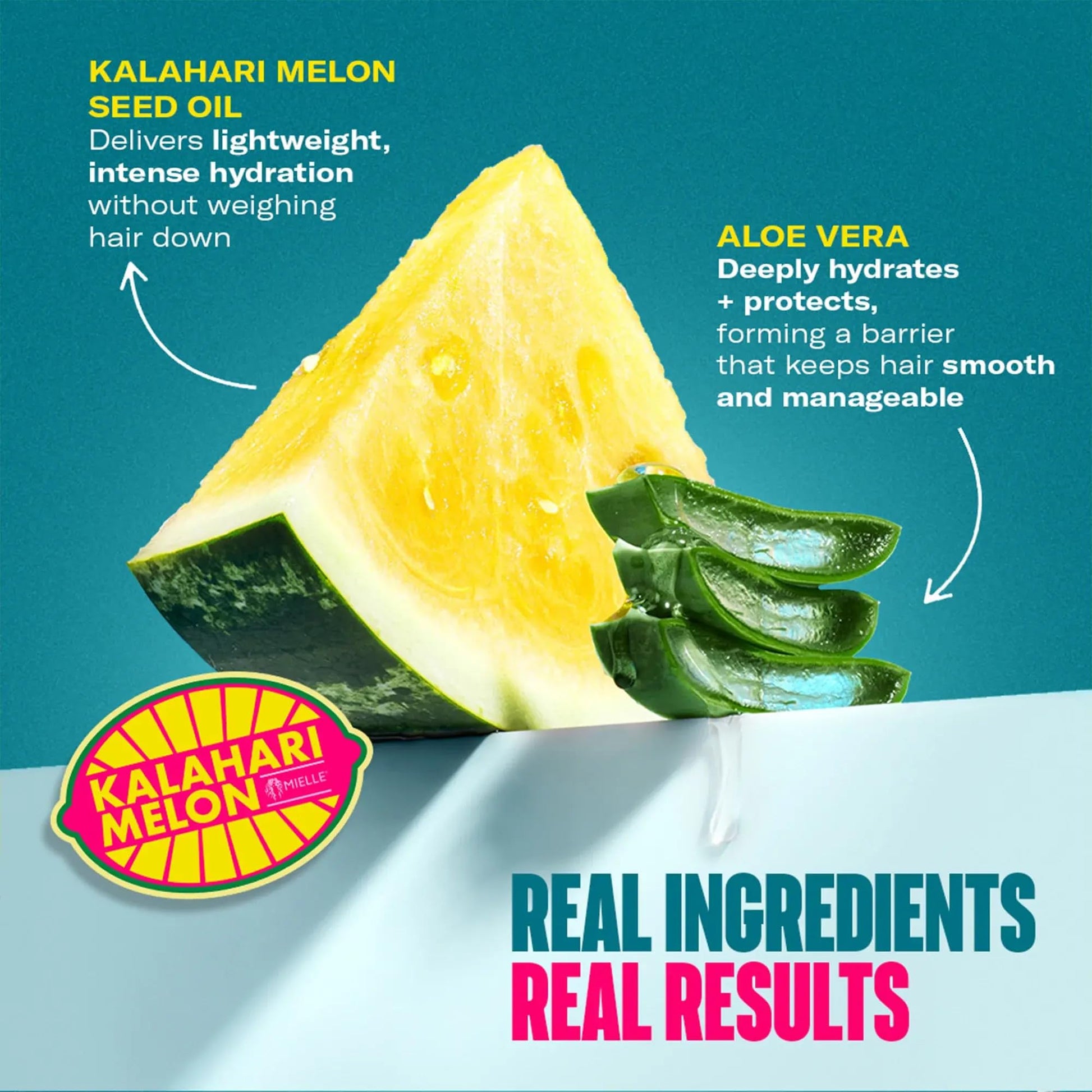 Dark Cyan Mielle Organics 2-Minute Deep Conditioner - Kalahari Melon & Aloe Vera Moisturizing Hair Conditioner for Dry, Curly and Textured Hair - Softening, Detangling & Fast-Acting Deep Conditioning, 12 Ounce