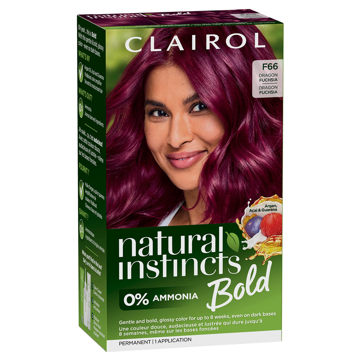 Clairol Natural Instincts Bold Permanent Hair Dye, F66 Dragon Fuchsia ...