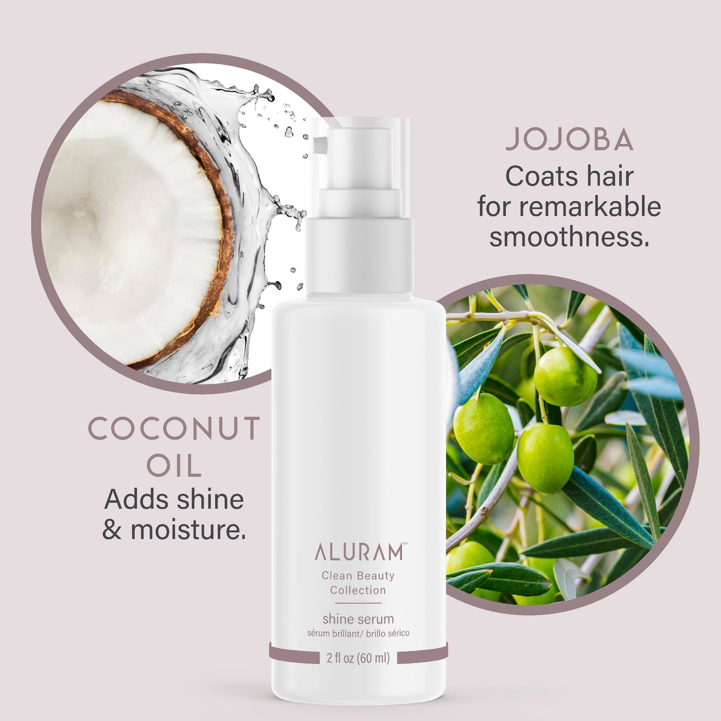 ALURAM Coconut Water Shine Serum, Frizz Elimination & Radiant Gloss for All Hair Types, 2 Fl Oz