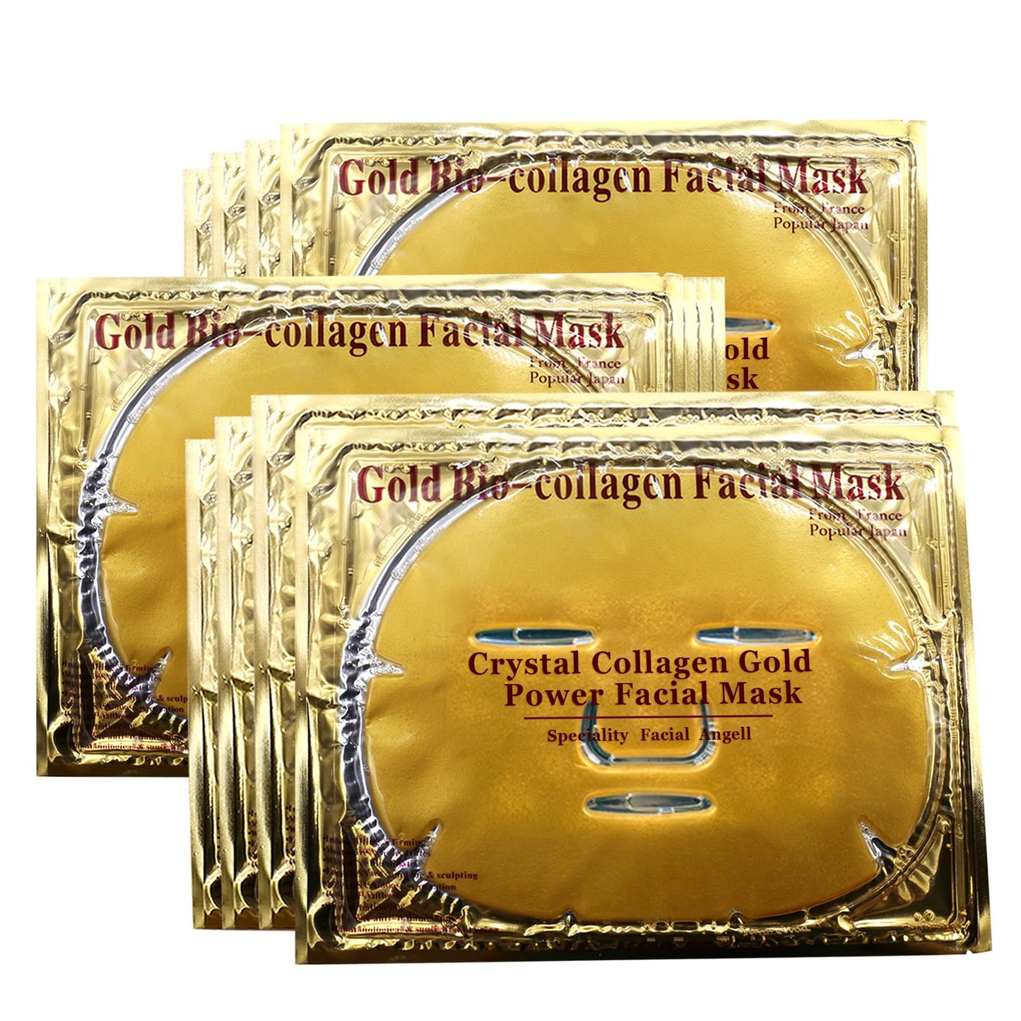 Adofect 12PC 24K Gold Gel Facial Masks Collagen Crystal Sheet Patch For Anti Aging, Puffiness, Anti Wrinkle, Moisturizing, Deep Tissue Rejuvenation and Hydrates Skin