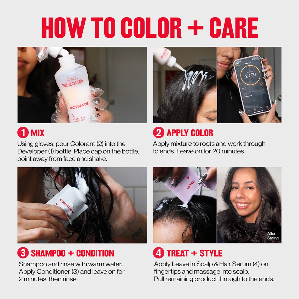 Revlon ColorSilk Tone + Gloss + Care Demi Permanent Hair Color, Dye Kit with Leave-In Scalp and Haircare Serum, 2x Shinier, 4x Stronger, 5RR Medium Red, 4.5 fl oz