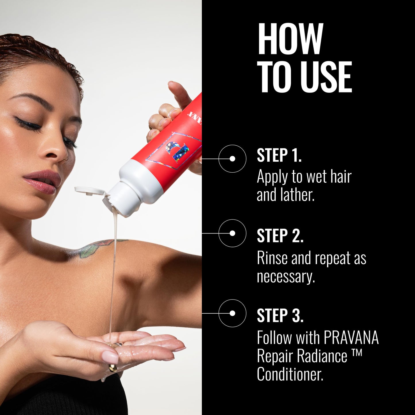 Pravana Repair Radiance Shampoo | Restores & Nourishes | For Damaged, Color-Treated Hair | Reduces Breakage & Split Ends | Chromasilk Enhances Shine & Protection | Paraben & Sulfate Free | 10 Fl Oz