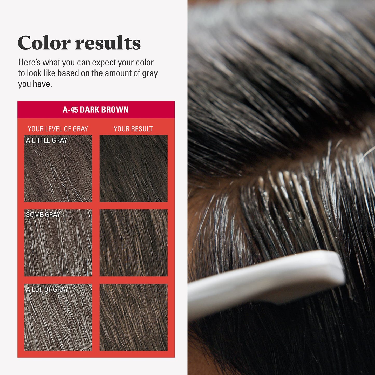 Black Just For Men Easy Comb-In Color Mens Hair Dye, Easy No Mix Application with Comb Applicator - Dark Brown, A-45, Pack of 1
