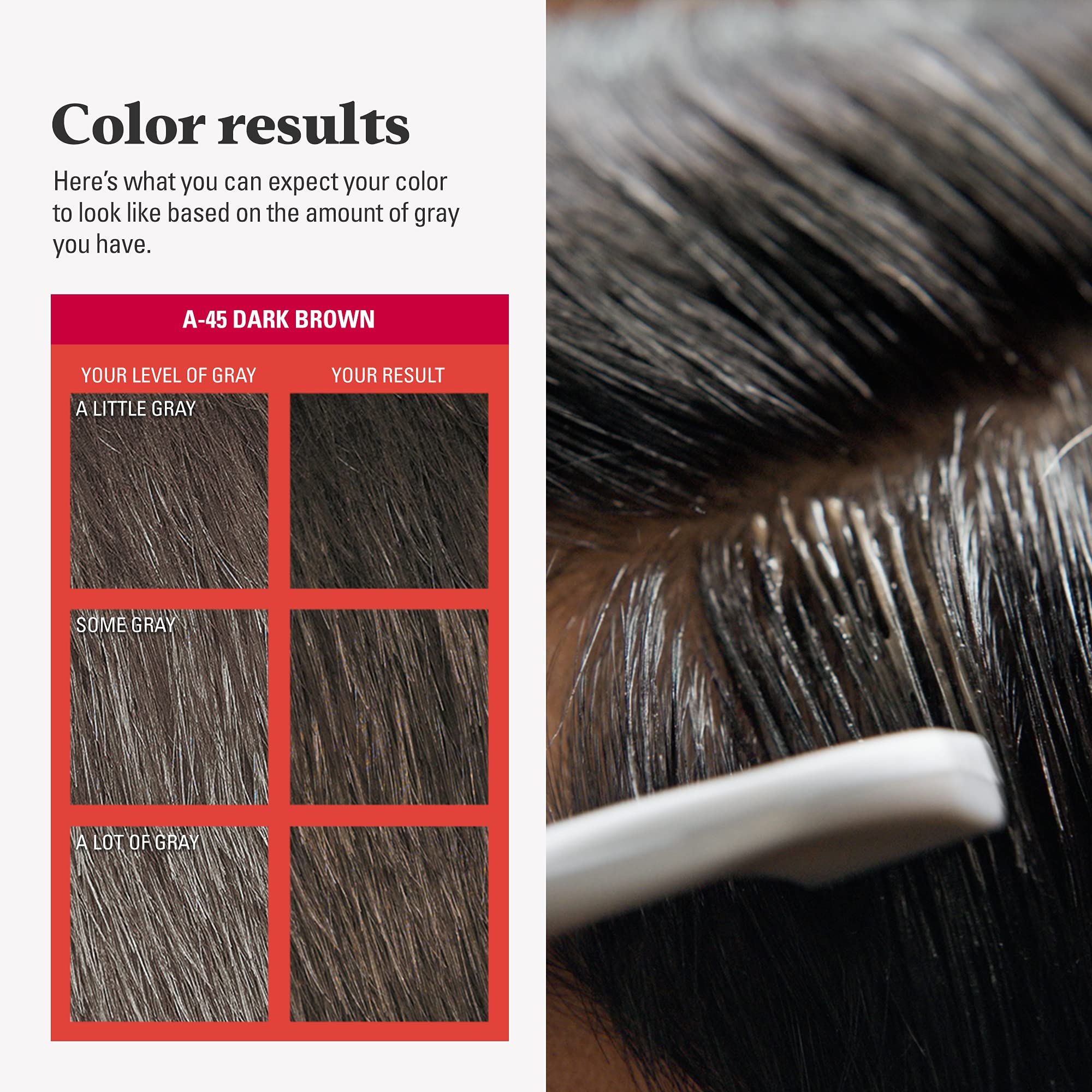 Just For Men Easy Comb-In Color Mens Hair Dye, Easy No Mix Application with Comb Applicator - Dark Brown, A-45, Pack of 1
