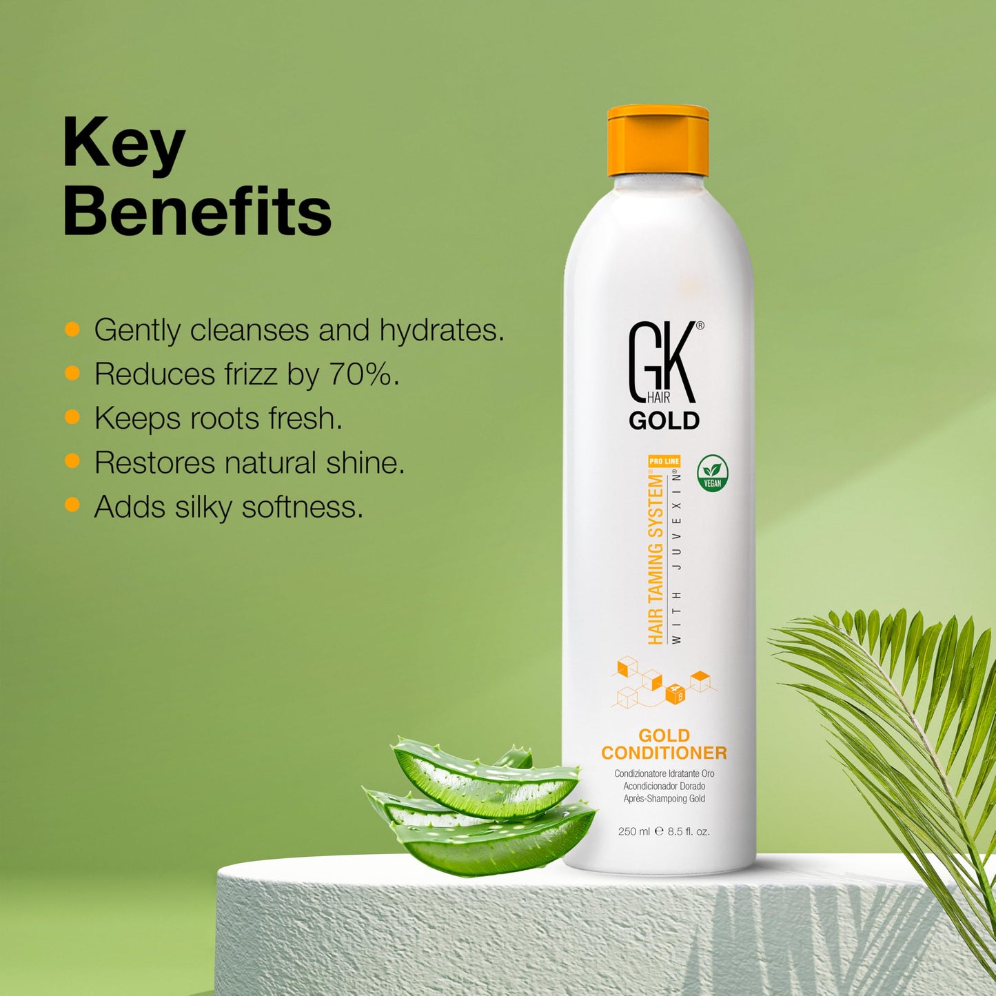 GK HAIR Global Keratin Gold Conditioner (8.5 Fl Oz/250ml) Hair Moisturizing Shine and Protection With Argan Oil, Shea Butter, Natural Oils All Hair Types