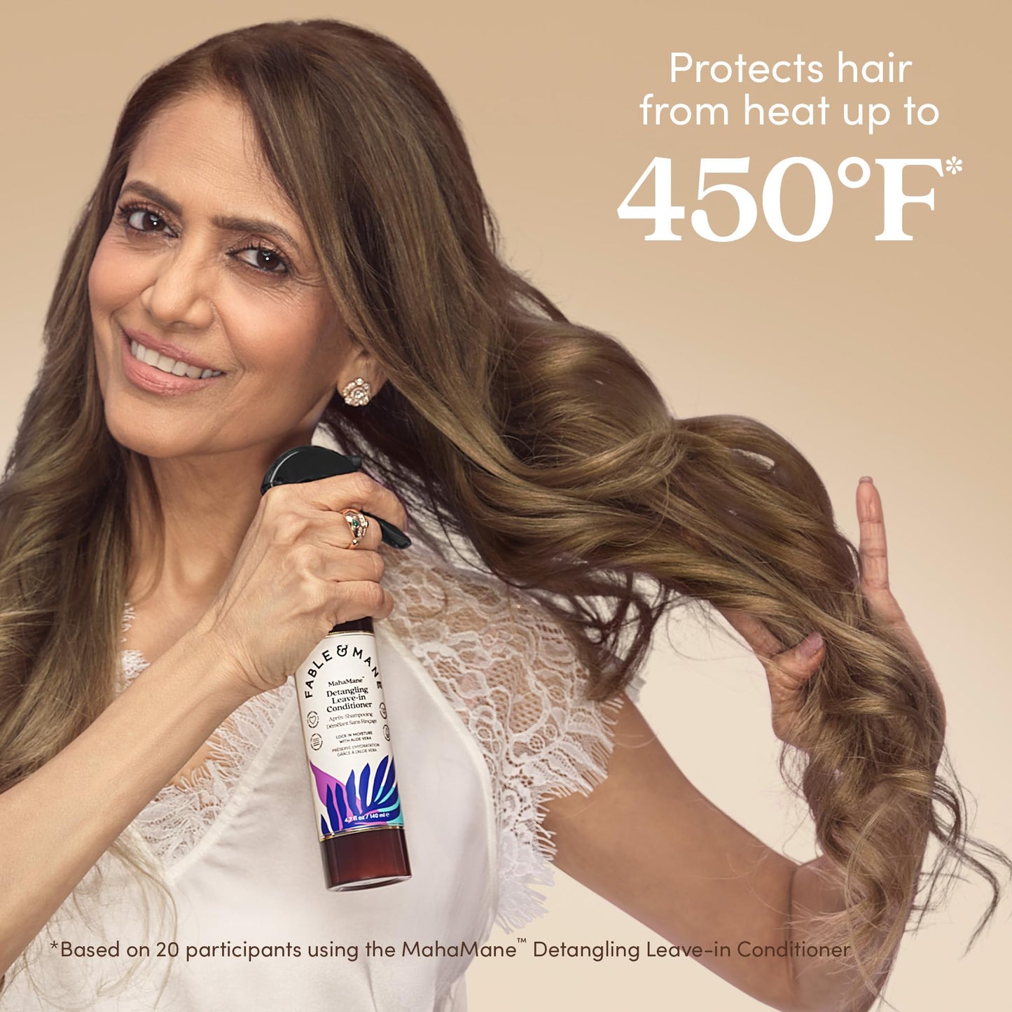 Fable & Mane Leave In Conditioner, 4.7 Fl Oz - Maha Mane Detangler Spray, Silicone-Free Leave In Conditioner for Dry Damaged Hair, Heat Protectant for Hair