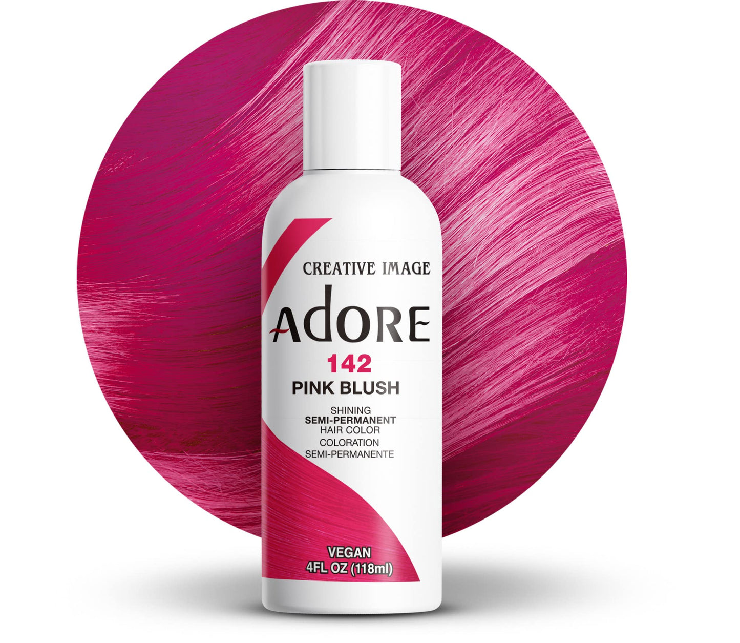 Coloration capillaire semi-permanente Adore - Vegan et sans cruauté envers les animaux - 113 ml - 142 Pink Blush (paquet de 1)