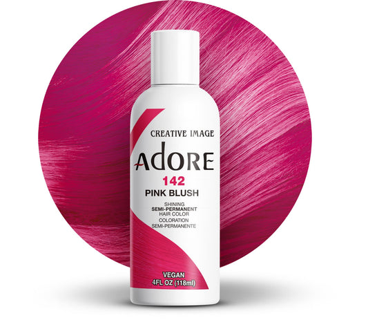 Adore Semi Permanent Hair Color - Vegan and Cruelty-Free Hair Dye - 4 Fl Oz - 142 Pink Blush (Pack of 1)