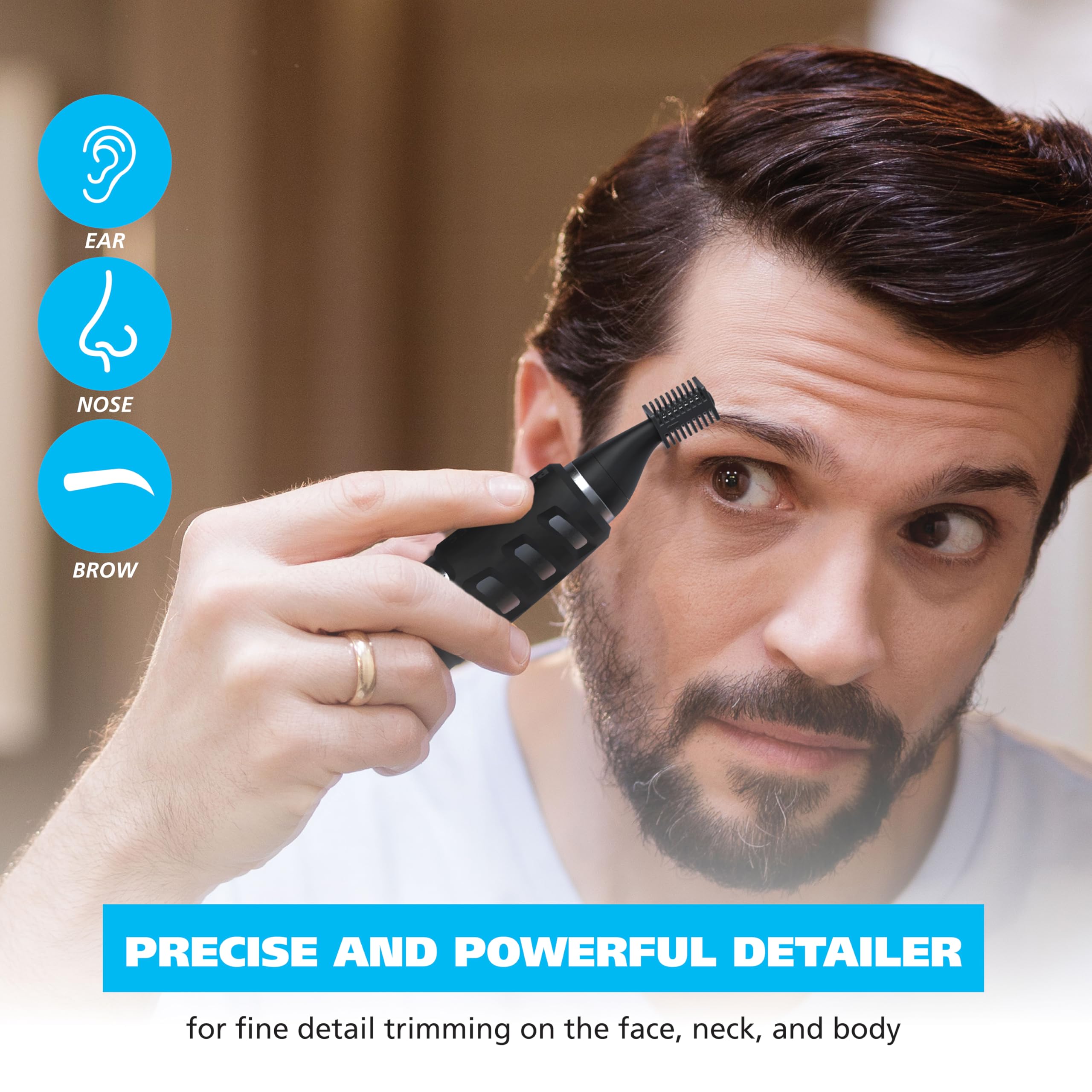 Wahl DualTech® Pro Series® 2 in 1 Lithium Battery Dual Sided Eyebrow Trimmer and Nose Hair Trimmer for Men – Model 3025698