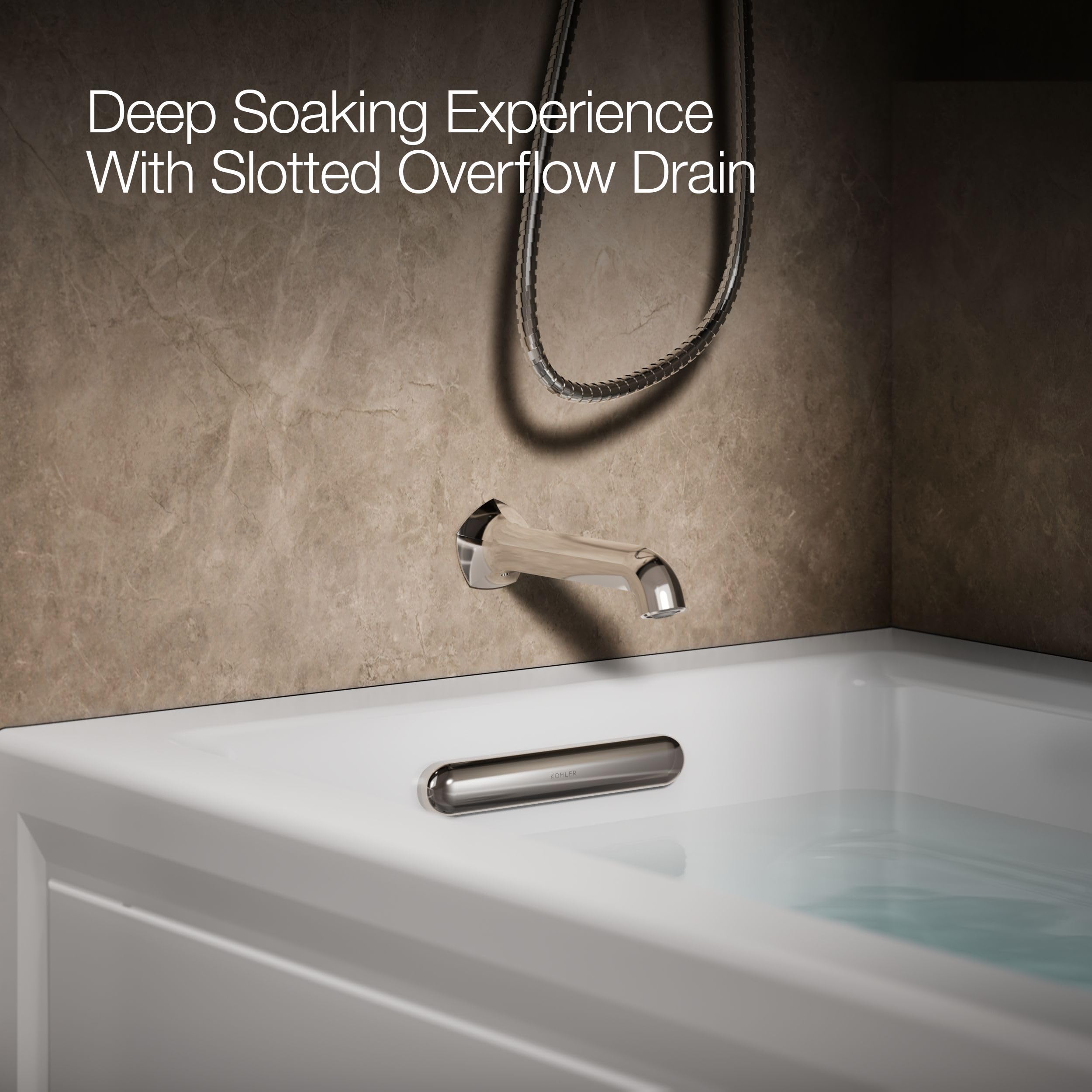 Kohler K-1122-HL-0 Archer 60"x32" alcove whirlpool with integral apron, left hand drain and heater, White