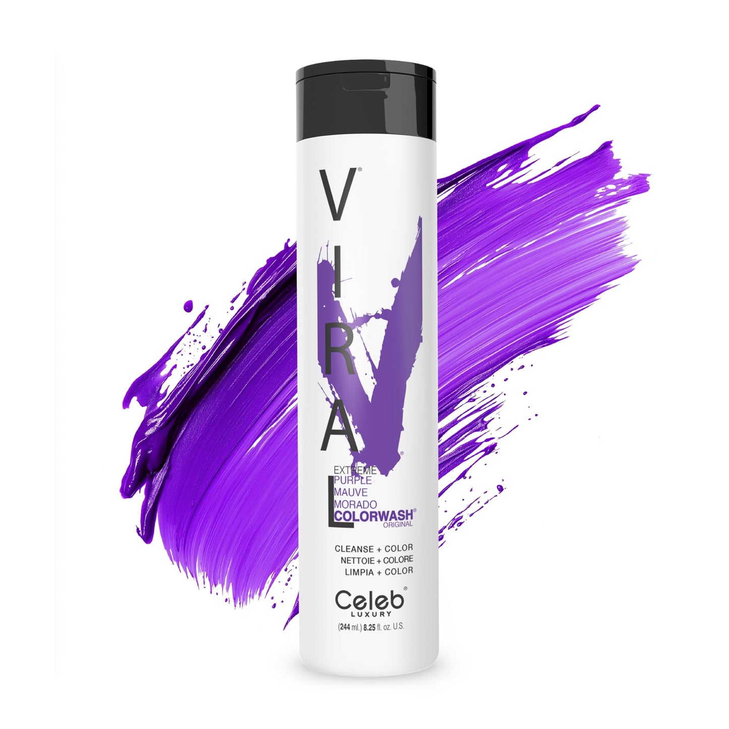 Shampoing colorant violet viral de luxe Celeb, avec agent reconstructeur Bondfix, coloration semi-permanente, teinture capillaire végétalienne, entretient et rafraîchit les couleurs violettes intenses.