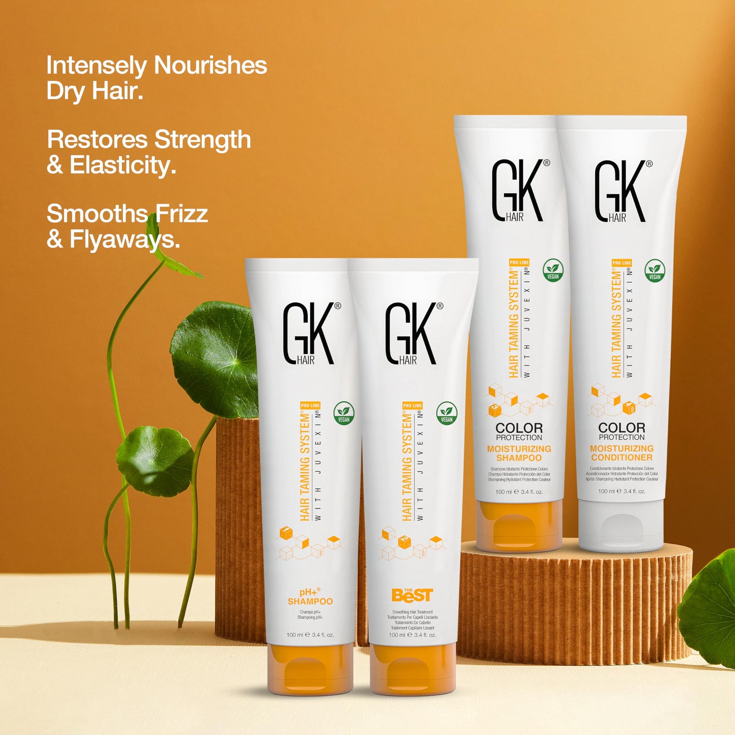 GK HAIR Global Keratin The Best Smoothing Keratin Treatment Kit (3.4 Fl Oz/100ml) Professional Brazilian Complex Blowout Straightening For Silky Smooth & Frizzy Hair