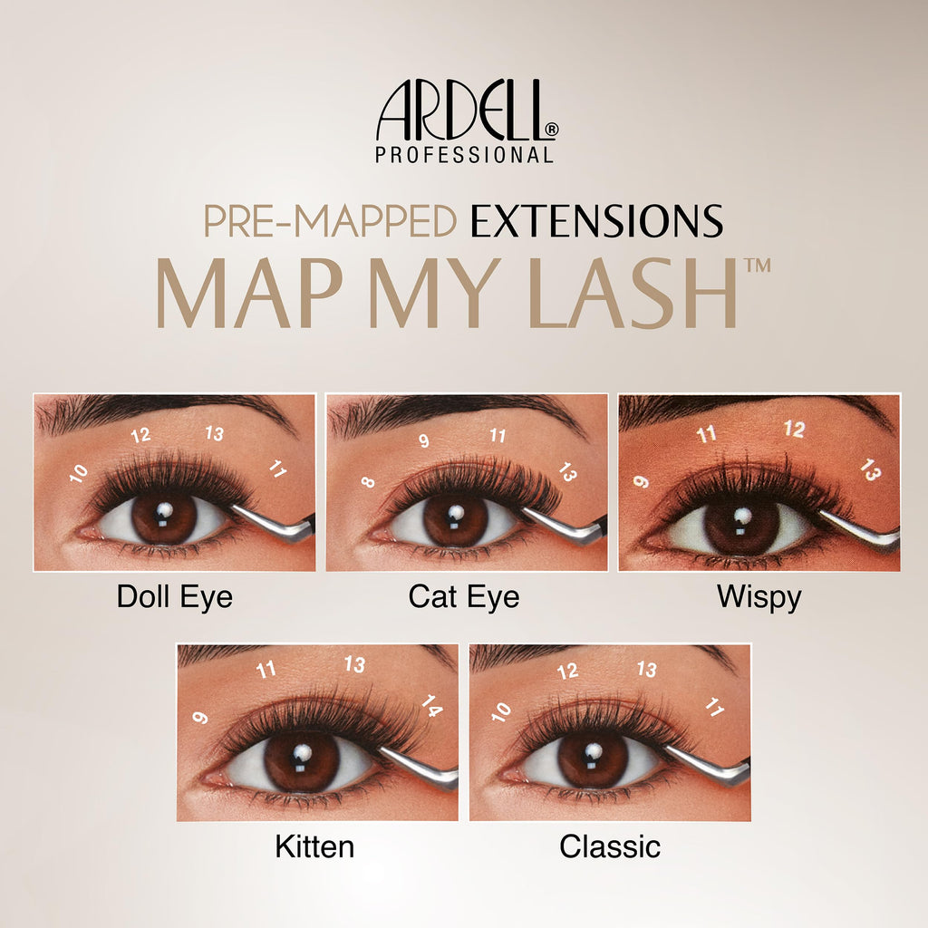 Ardell Pre-Mapped Eyelash Extensions - False Lashes Kitten Eye, Reusable Segmented Lash Strips, Natural-Looking Lash Extensions, 3 Pack