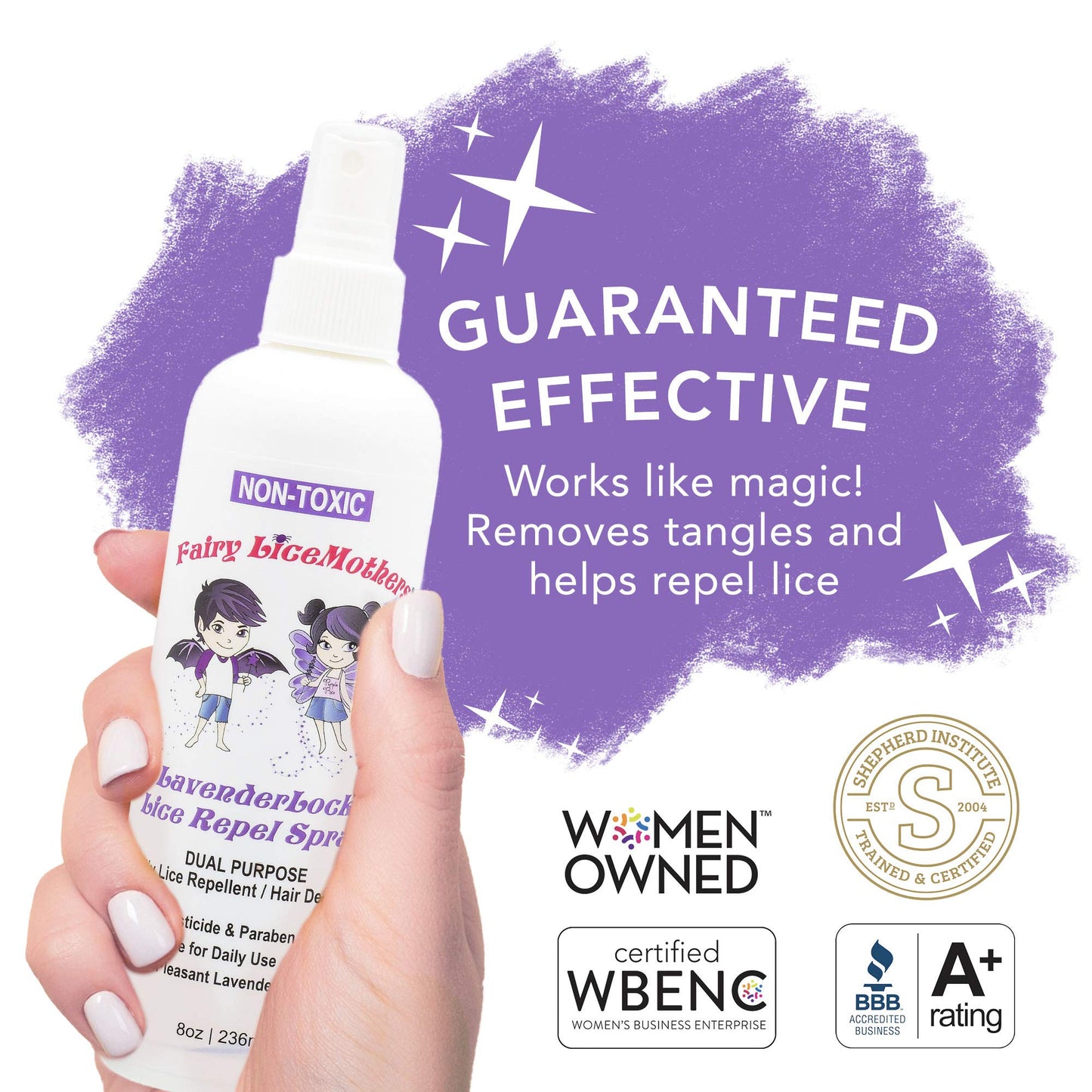 Fairy LiceMothers LavenderLocks Lice Prevention Spray - Head Lice Treatment for Kids & Adults - Prevent Lice Infestation with Lavender Oil - Gentle Lice Spray for Hair - Treats Lice Eggs - 8 fl oz