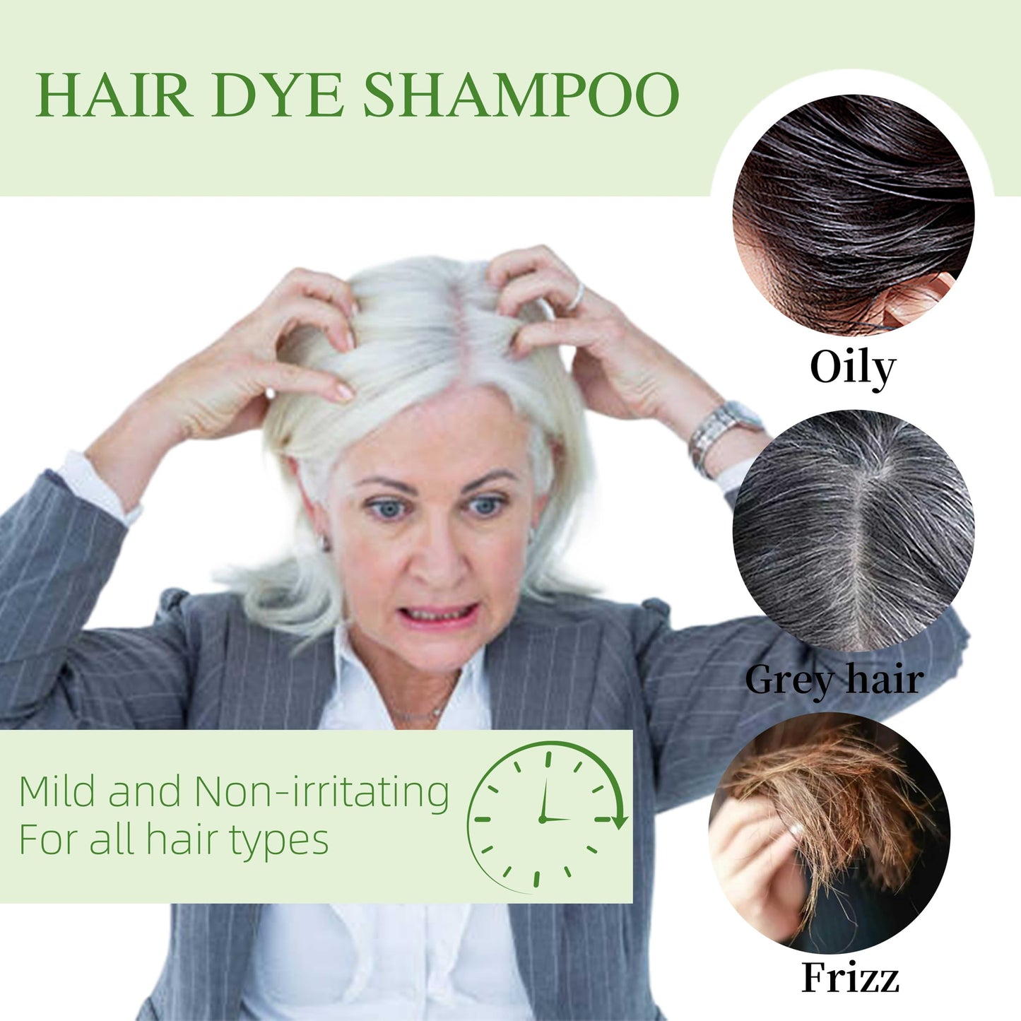White Smoke SHIHUANUO Hair Dye Shampoo 3 in 1 for Gray Hair Coverage, Herbal Ingredients Natural Shampoo Hair Dye for Women & Men/PDD-Free 520m（Brown）