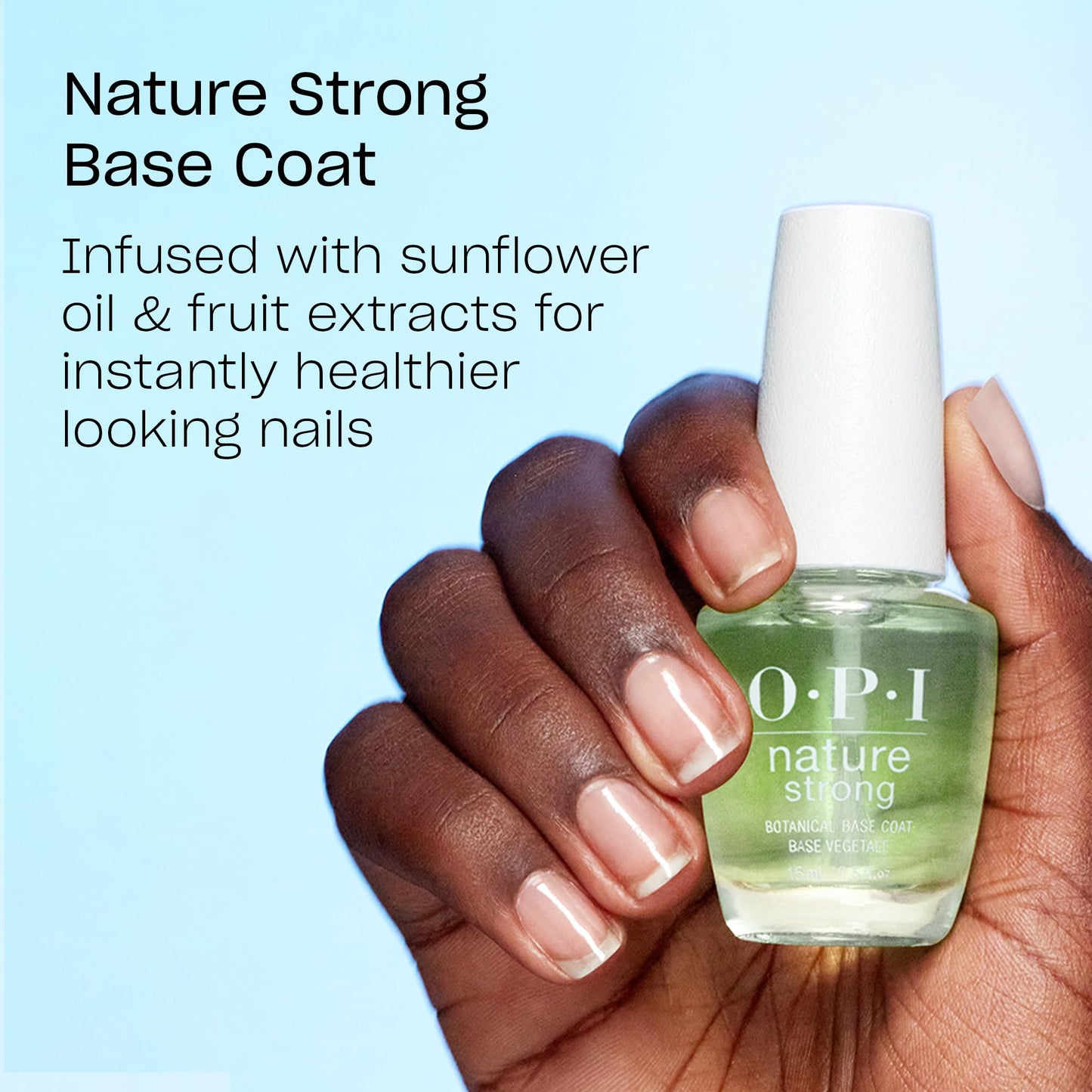 Light Cyan OPI Nature Strong Cactus What You Preach | Opaque Bright Blue Crème Natural Origin Nail Polish | Plant Based, Vegan, Cruelty Free